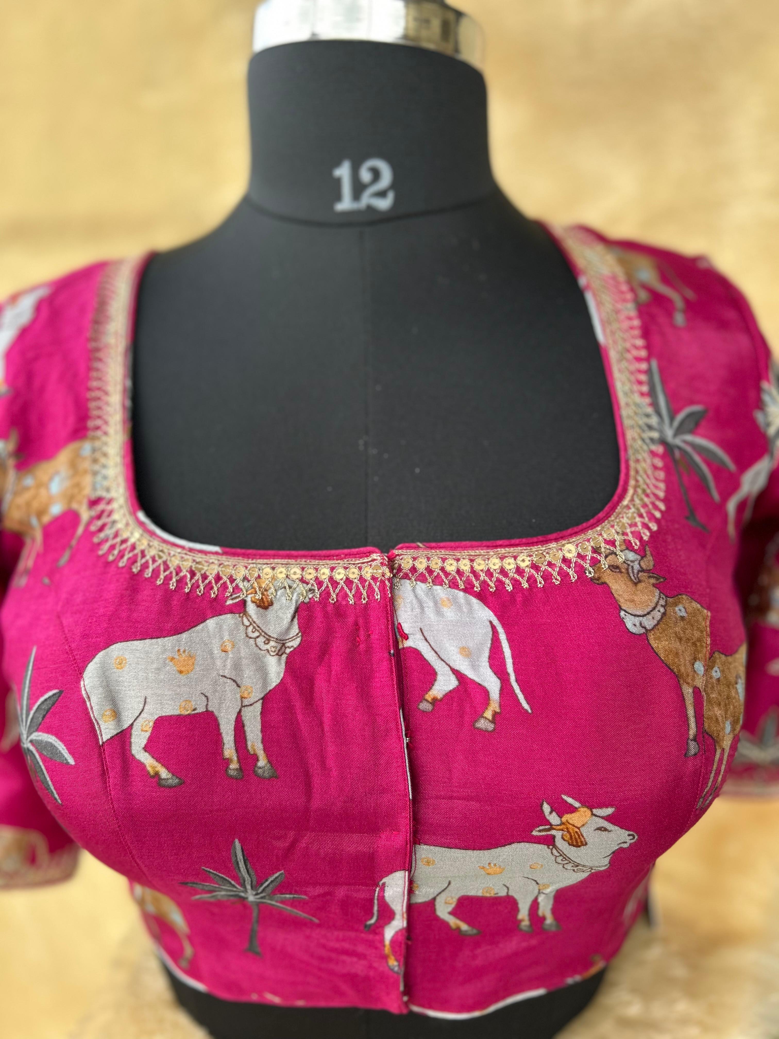 Magenta pichwai silk blouse