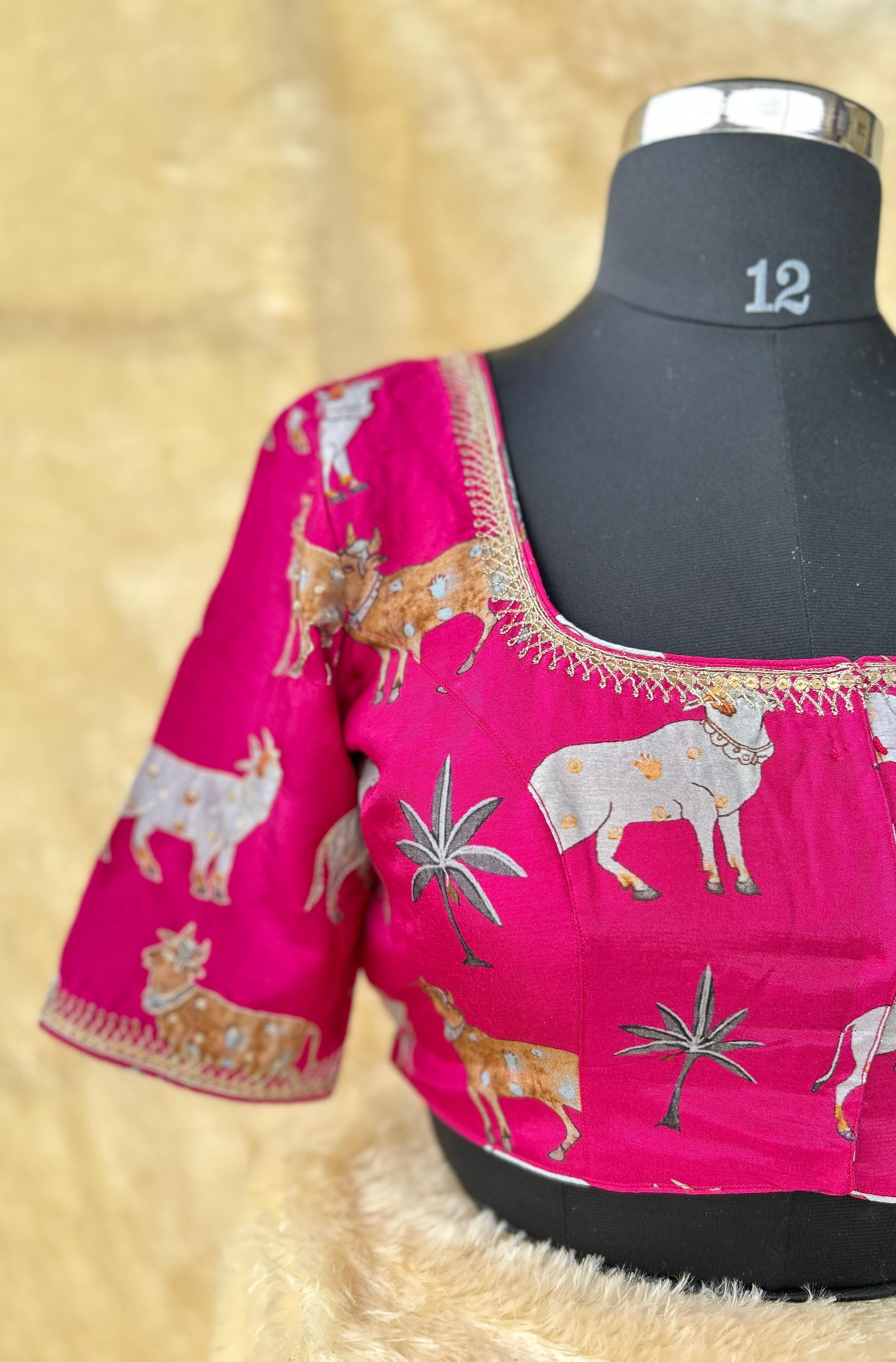 Magenta pichwai silk blouse