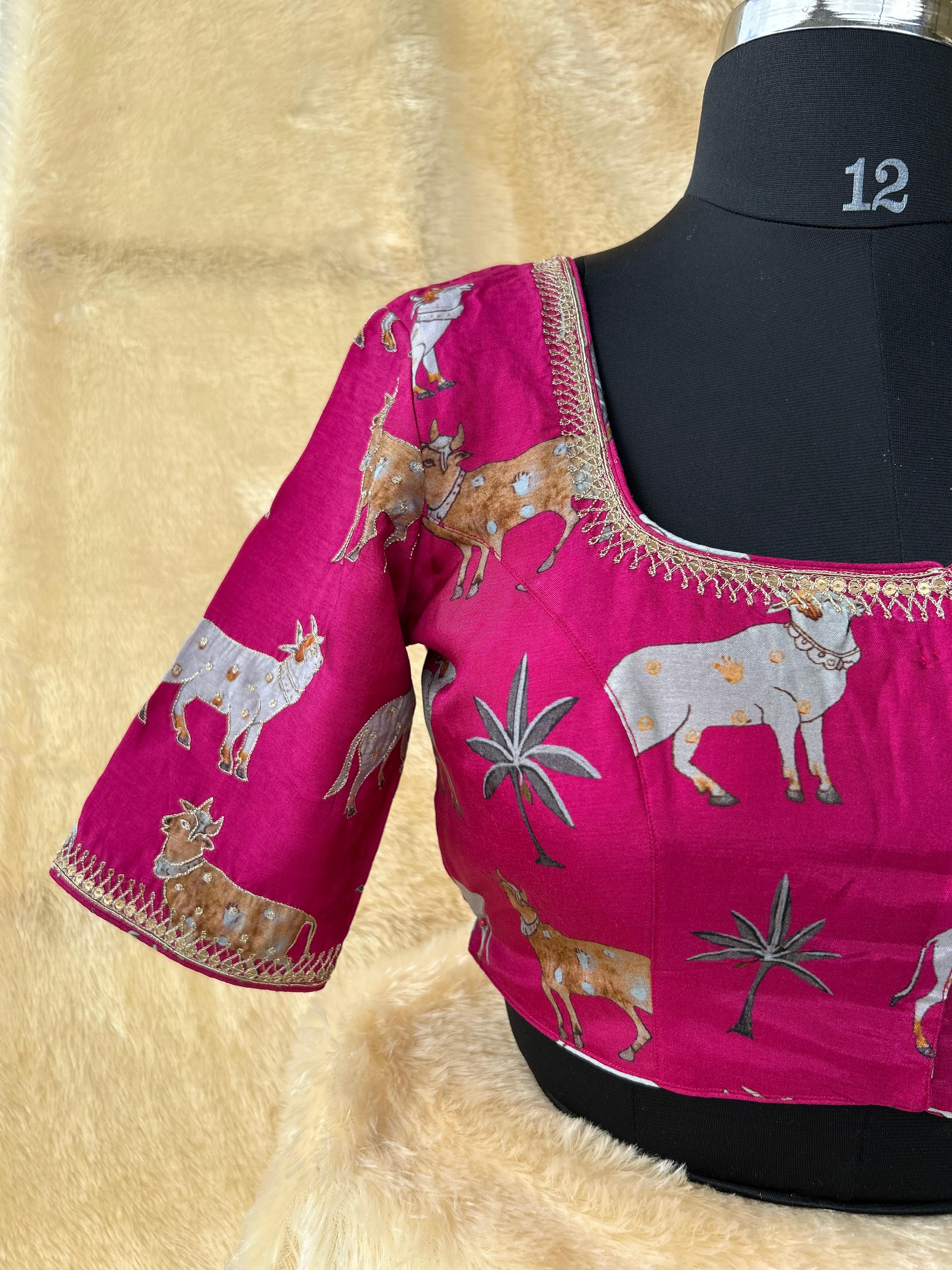 Magenta pichwai silk blouse