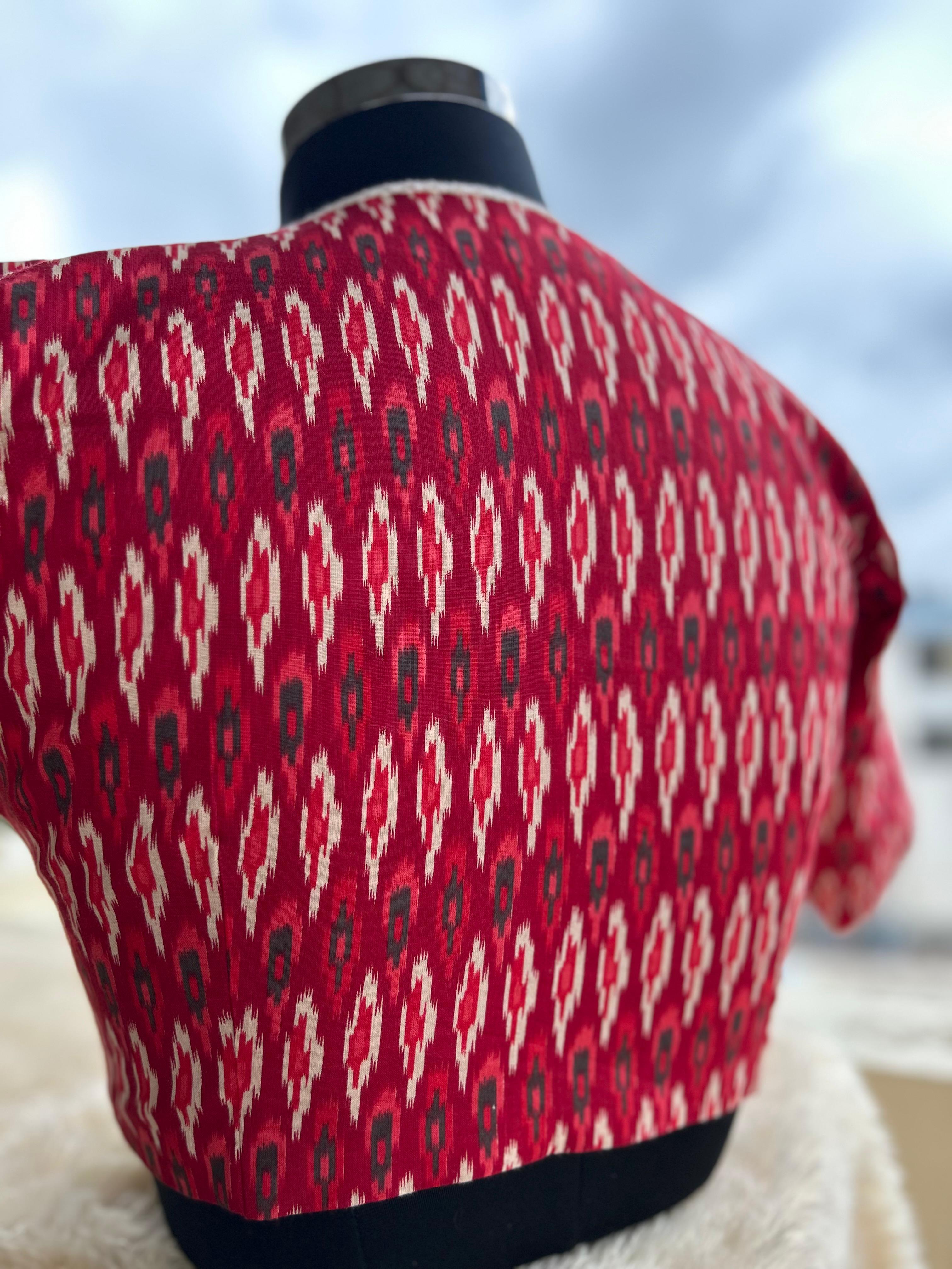 Red pochampally cotton blouse