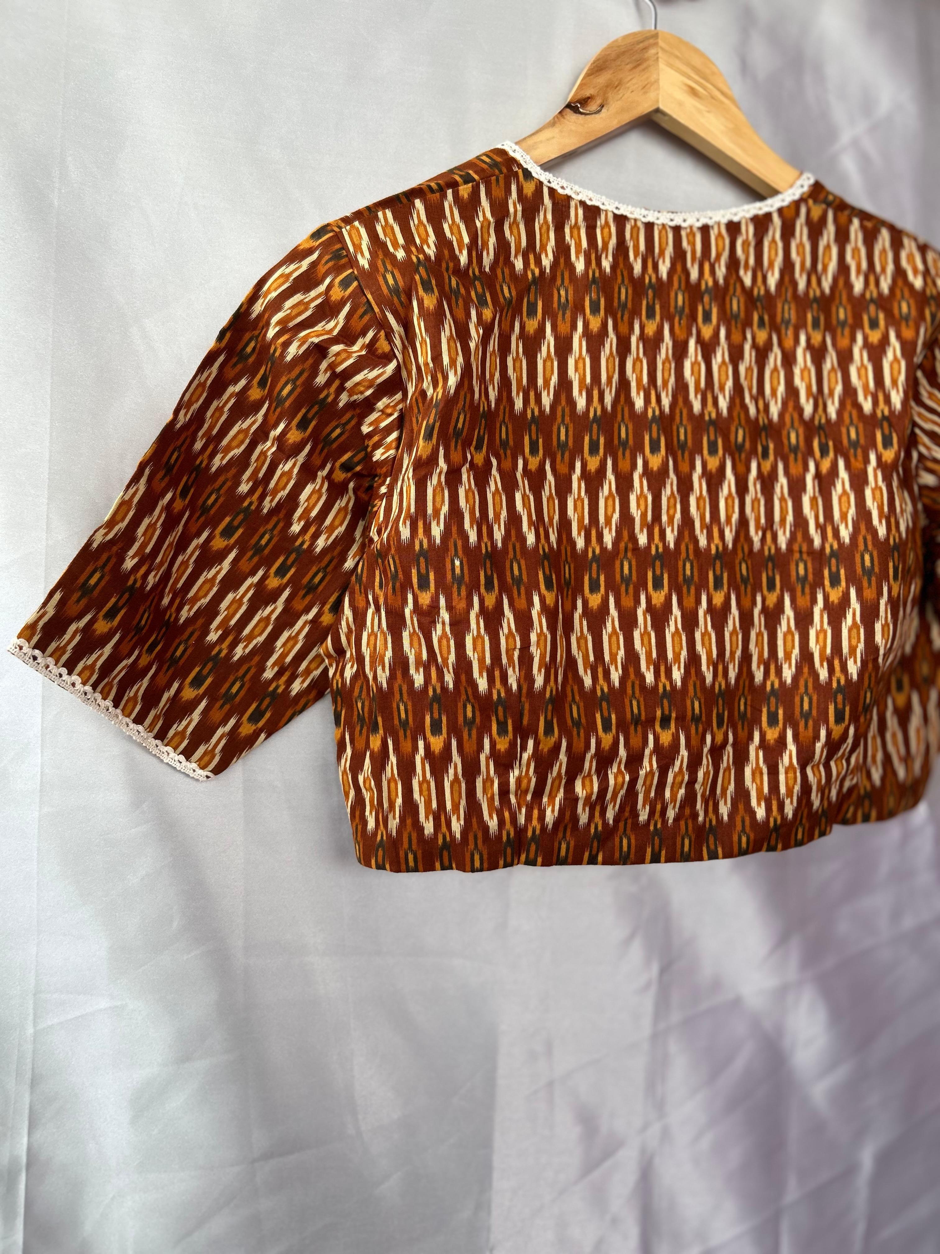 Brown pochampally cotton blouse