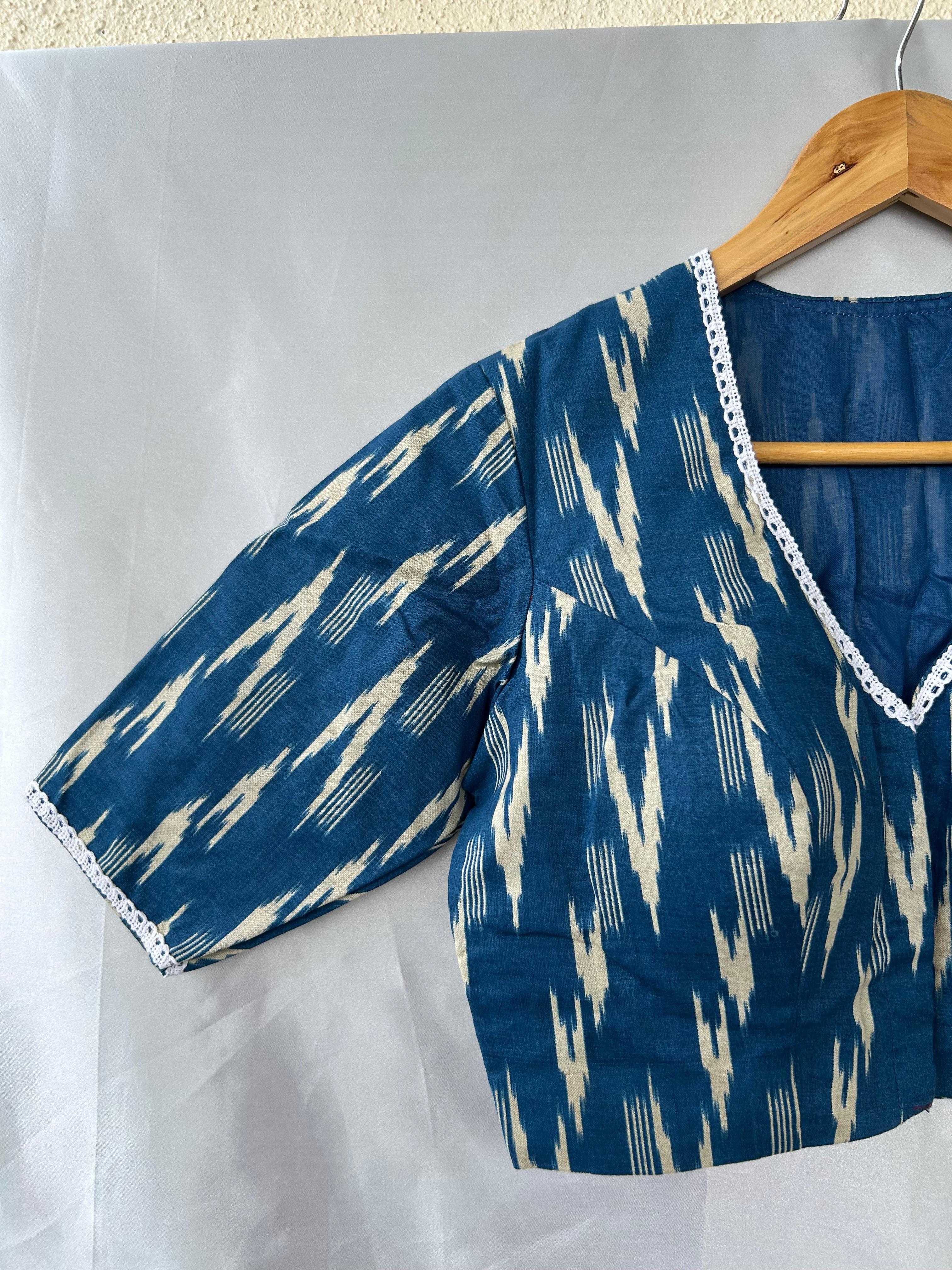 Blue pochampally cotton blouse