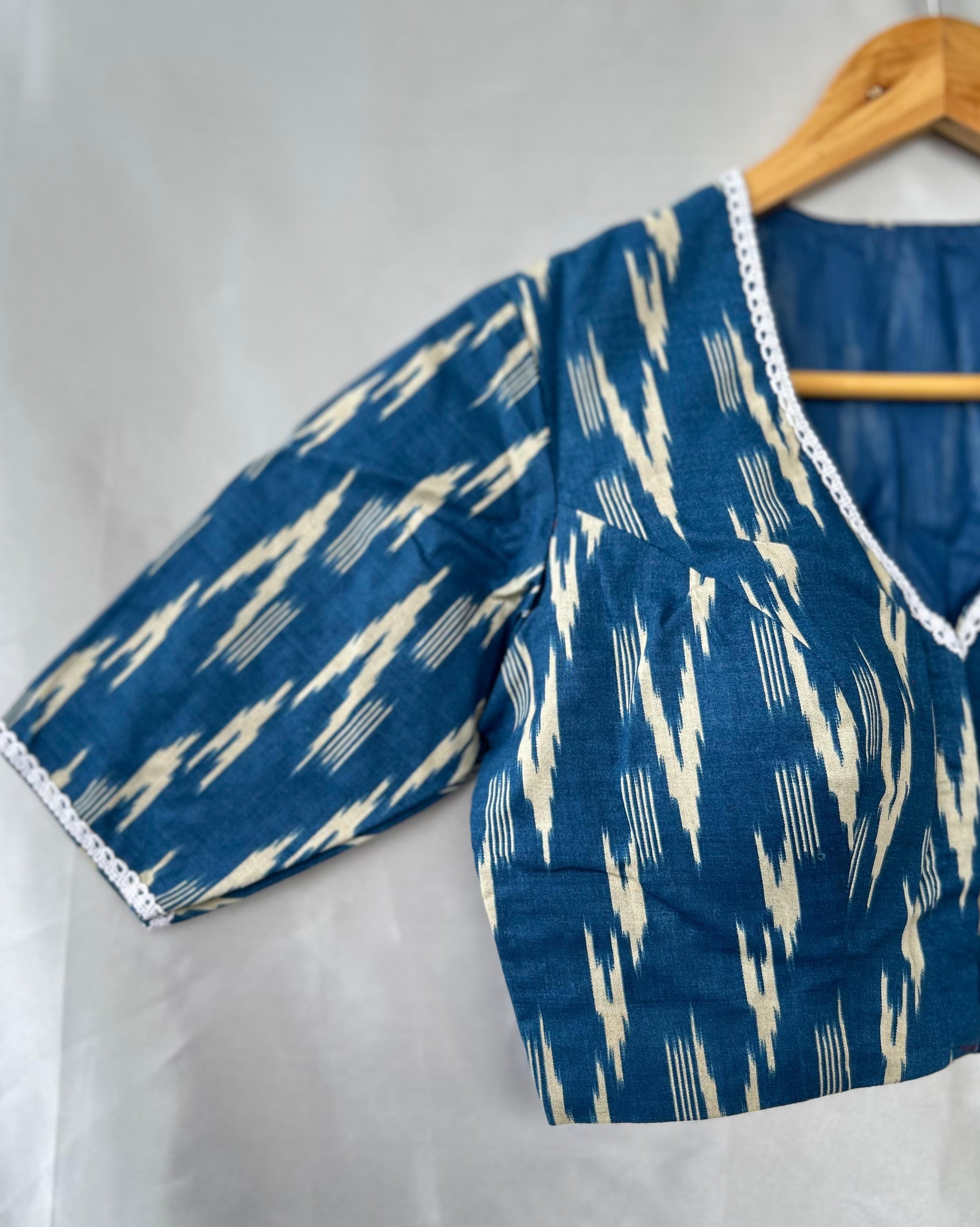 Blue pochampally cotton blouse