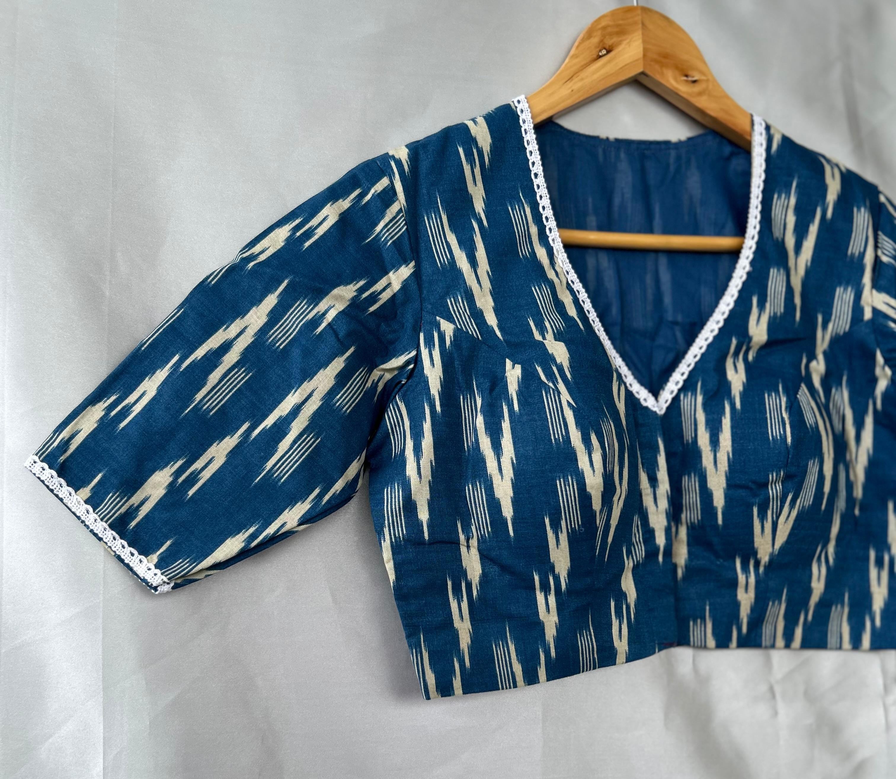 Blue pochampally cotton blouse