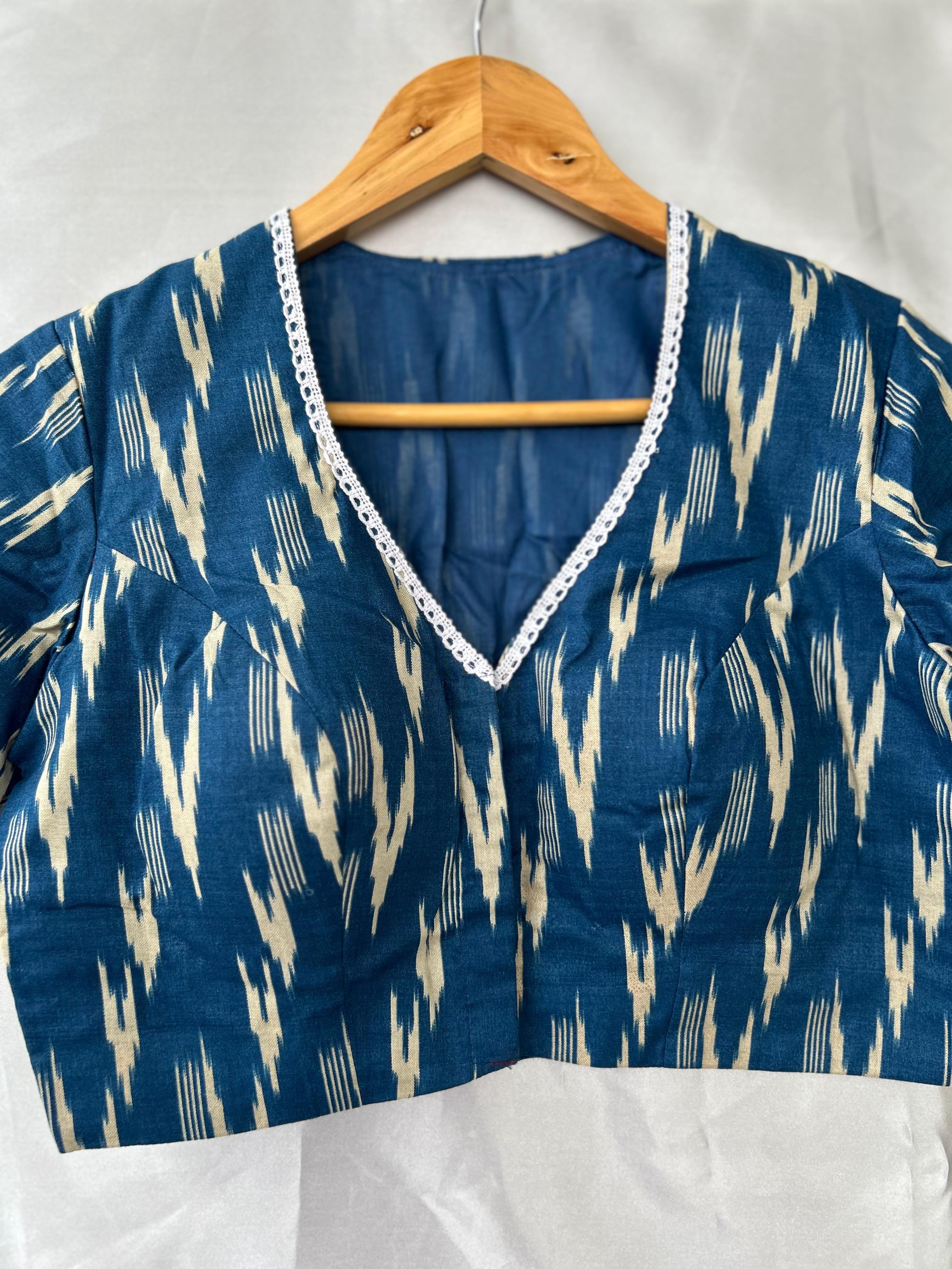 Blue pochampally cotton blouse