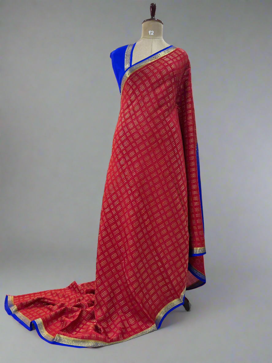 Red hashtag design-08 pure crepe mysore silk saree