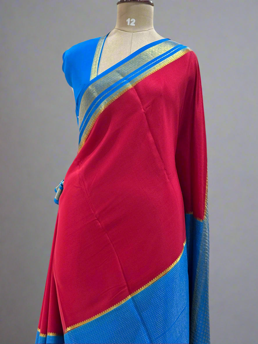 2D checks-08 pure crepe mysore silk saree