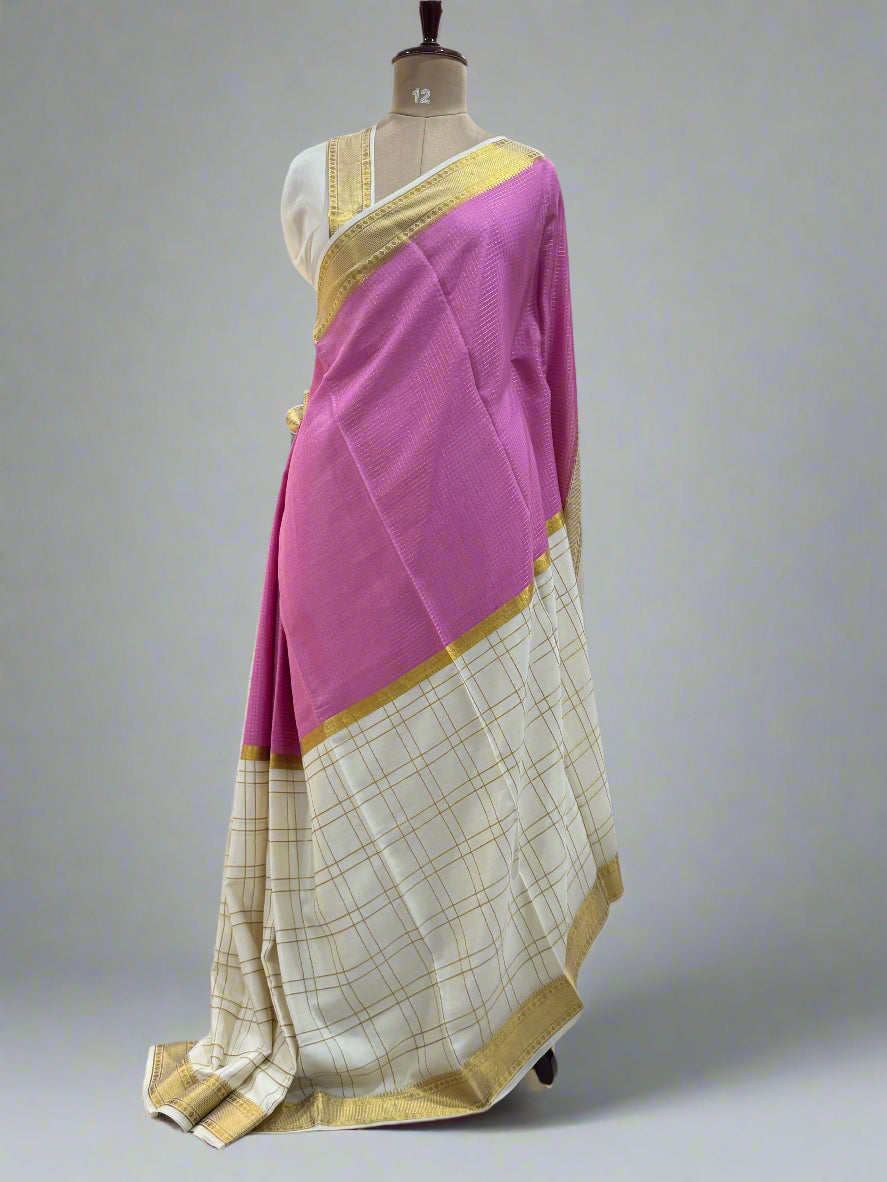 Half n half-08 pastel pure crepe mysore silk saree
