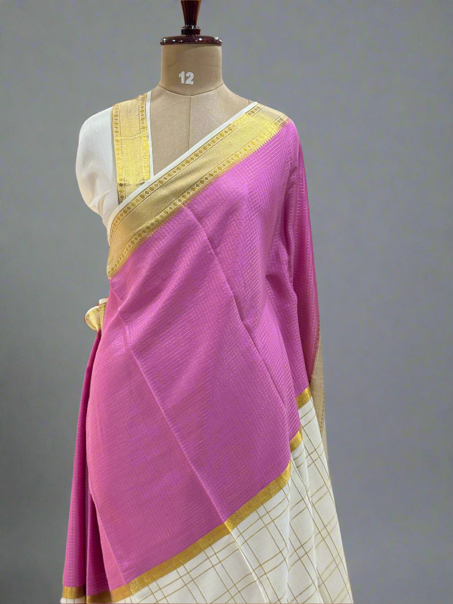Half n half-08 pastel pure crepe mysore silk saree
