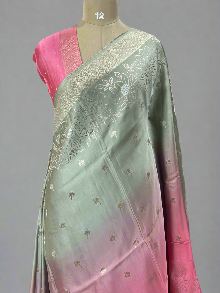 Multicolour satin crepe floral border saree(rr nagar)