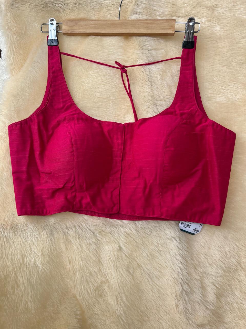 Pink raw silk sleeveless blouse