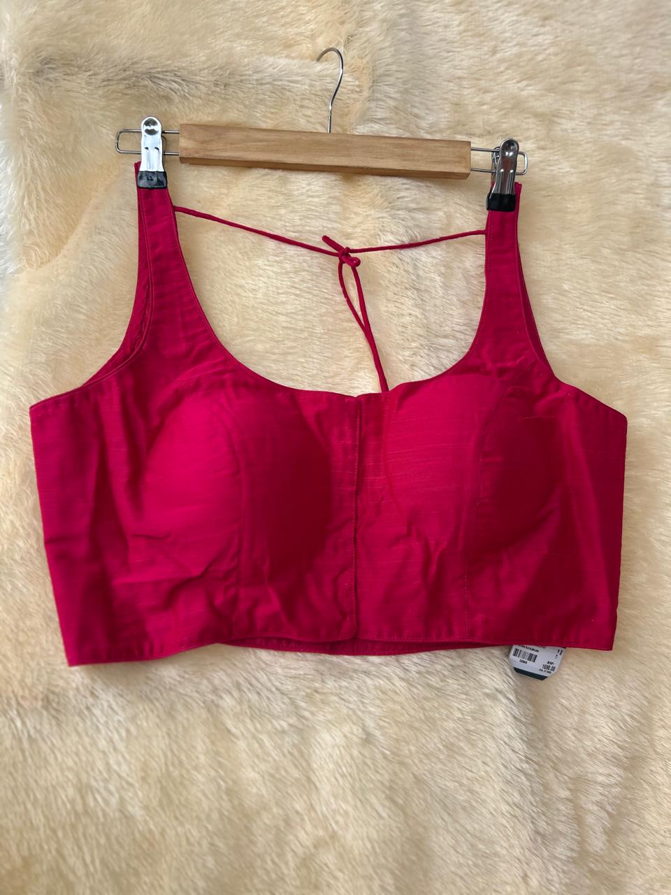 Pink raw silk sleeveless blouse