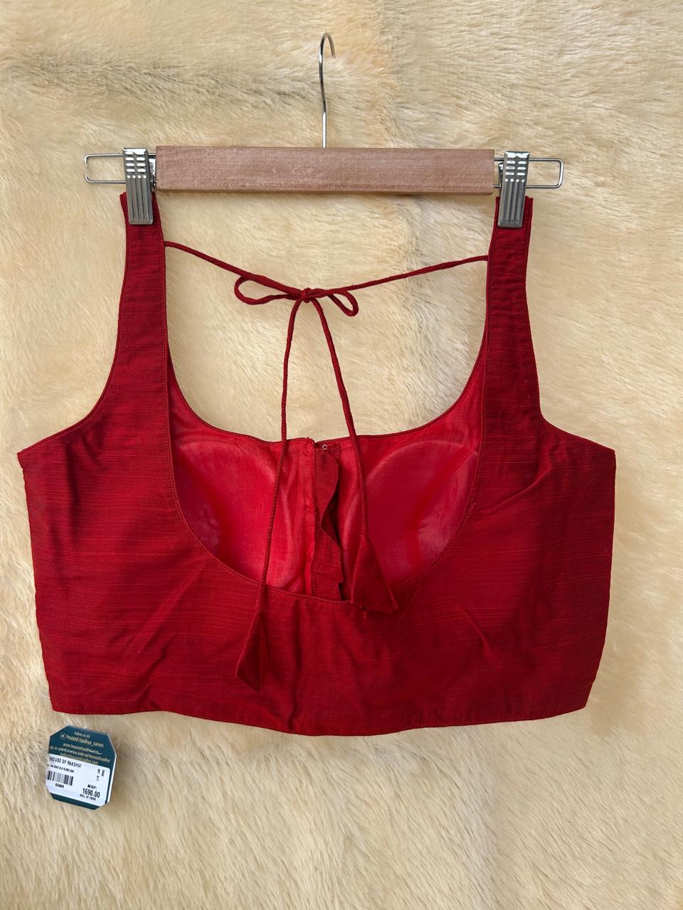 Maroon  raw silk sleeveless blouse