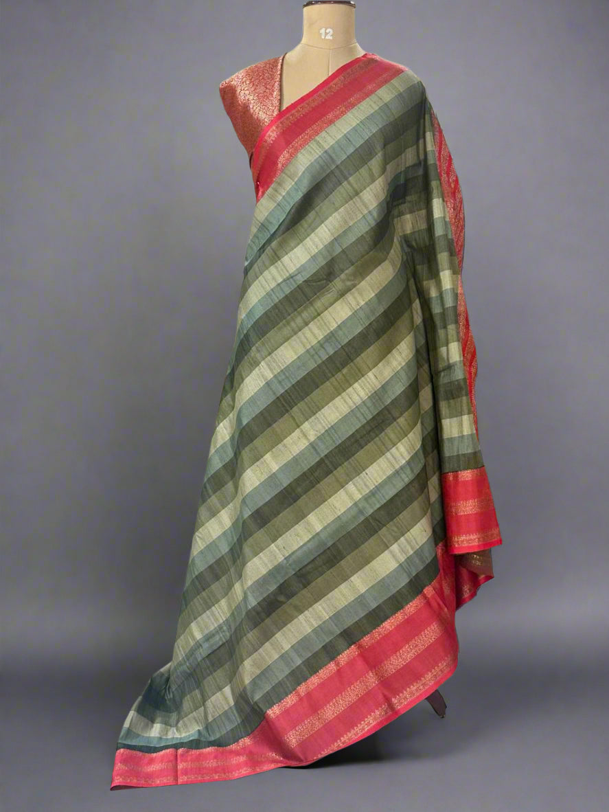 3D pure handloom banarasi tussar silk saree