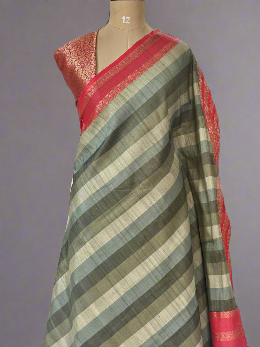 3D pure handloom banarasi tussar silk saree