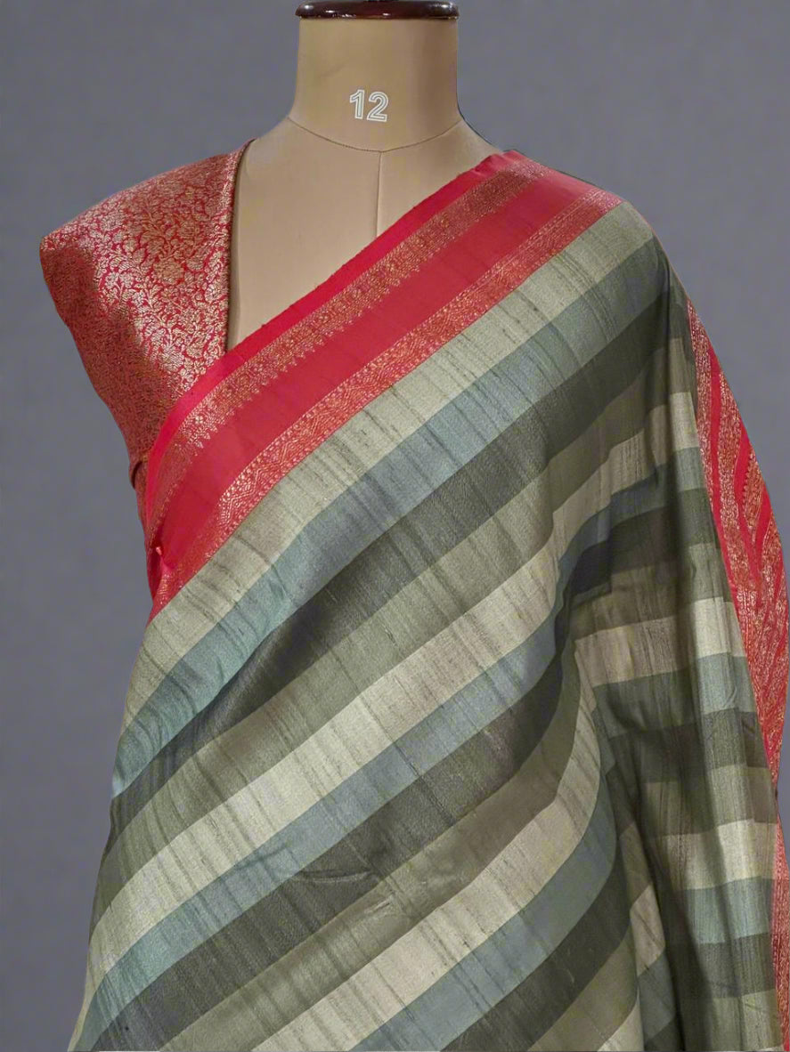 3D pure handloom banarasi tussar silk saree