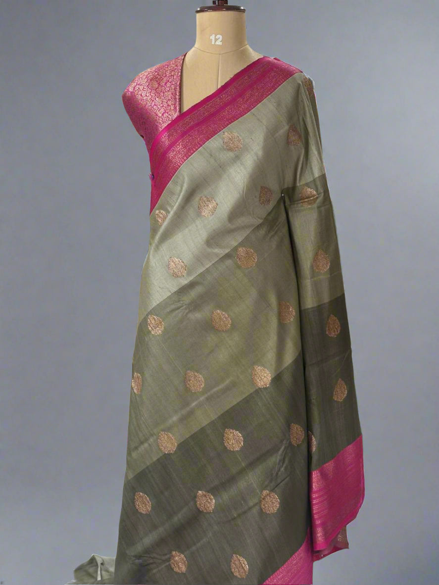 3D pure handloom banarasi tussar silk saree