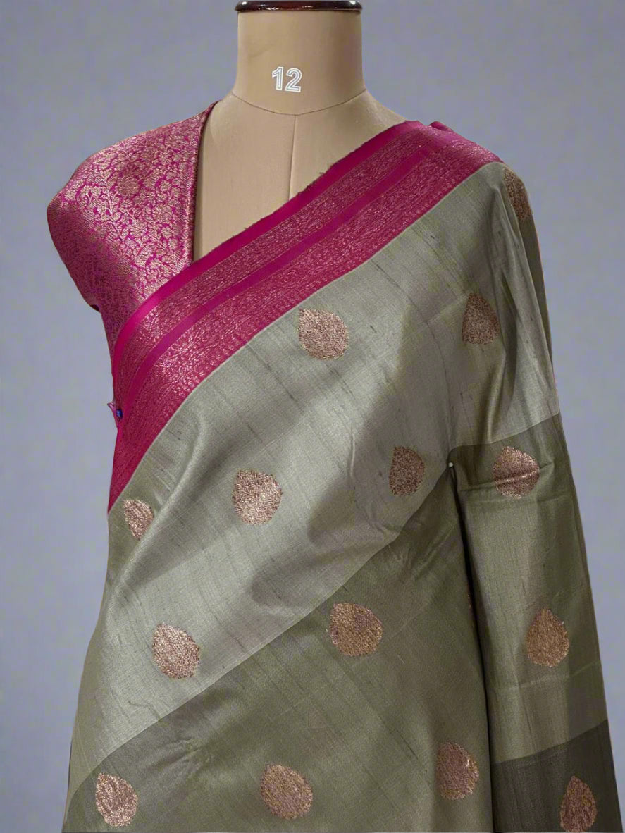 3D pure handloom banarasi tussar silk saree