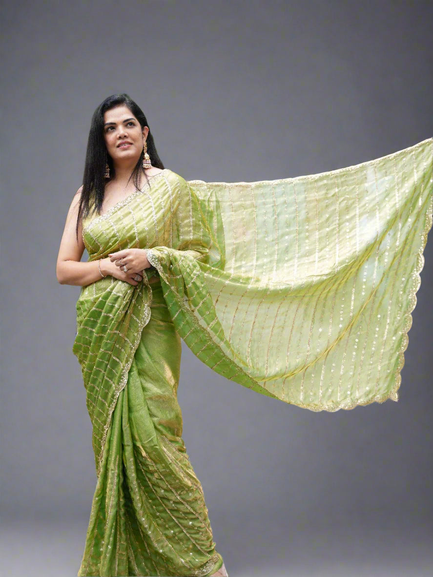 Elegant Organza Tissue Party Wear Saree | Lightweight Designer Saree for Weddings & Festive Occasions(organza tissue-09)