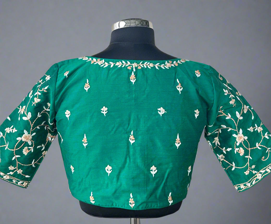 Green Knot Handwork Blouse – Designer Ethnic Partywear,knot handwork-09