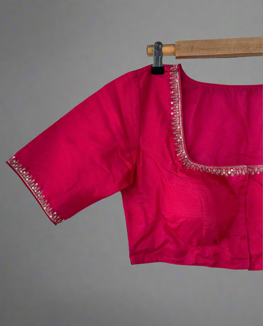 Elegant Pink Knot Handwork Blouse,knot handwork-09