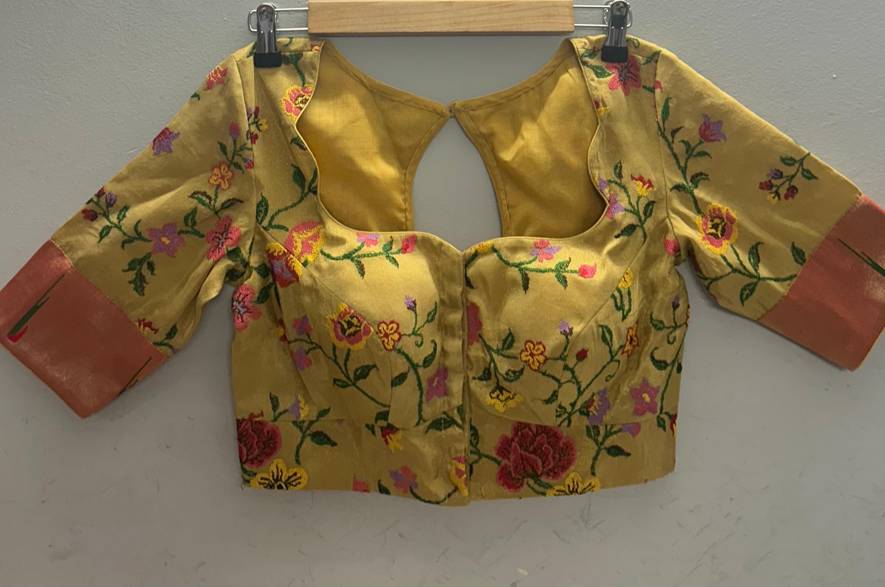 Yellow Knot Handwork Blouse – Designer Ethnic Partywear,knot handwork-09