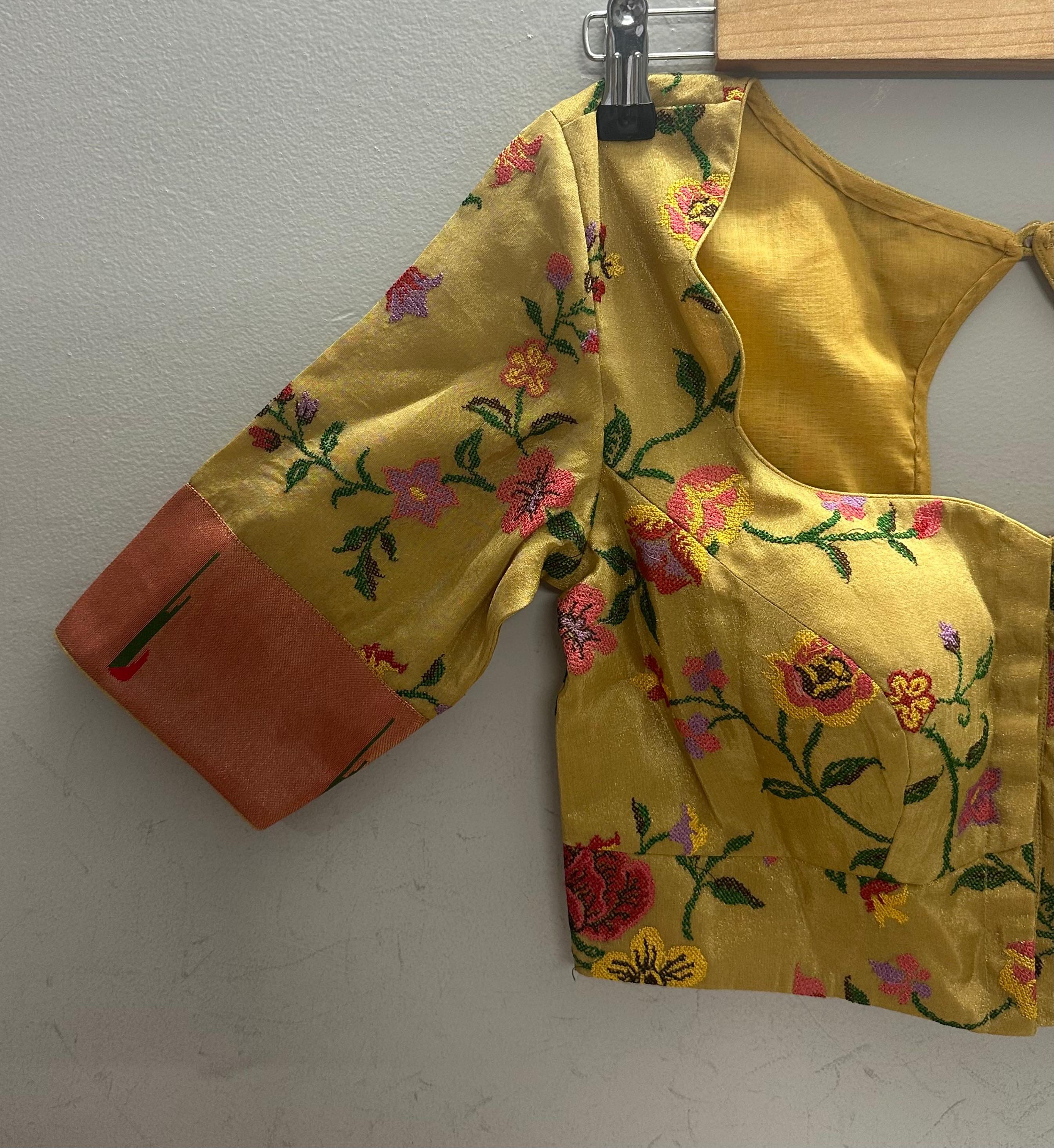 Yellow Knot Handwork Blouse – Designer Ethnic Partywear,knot handwork-09