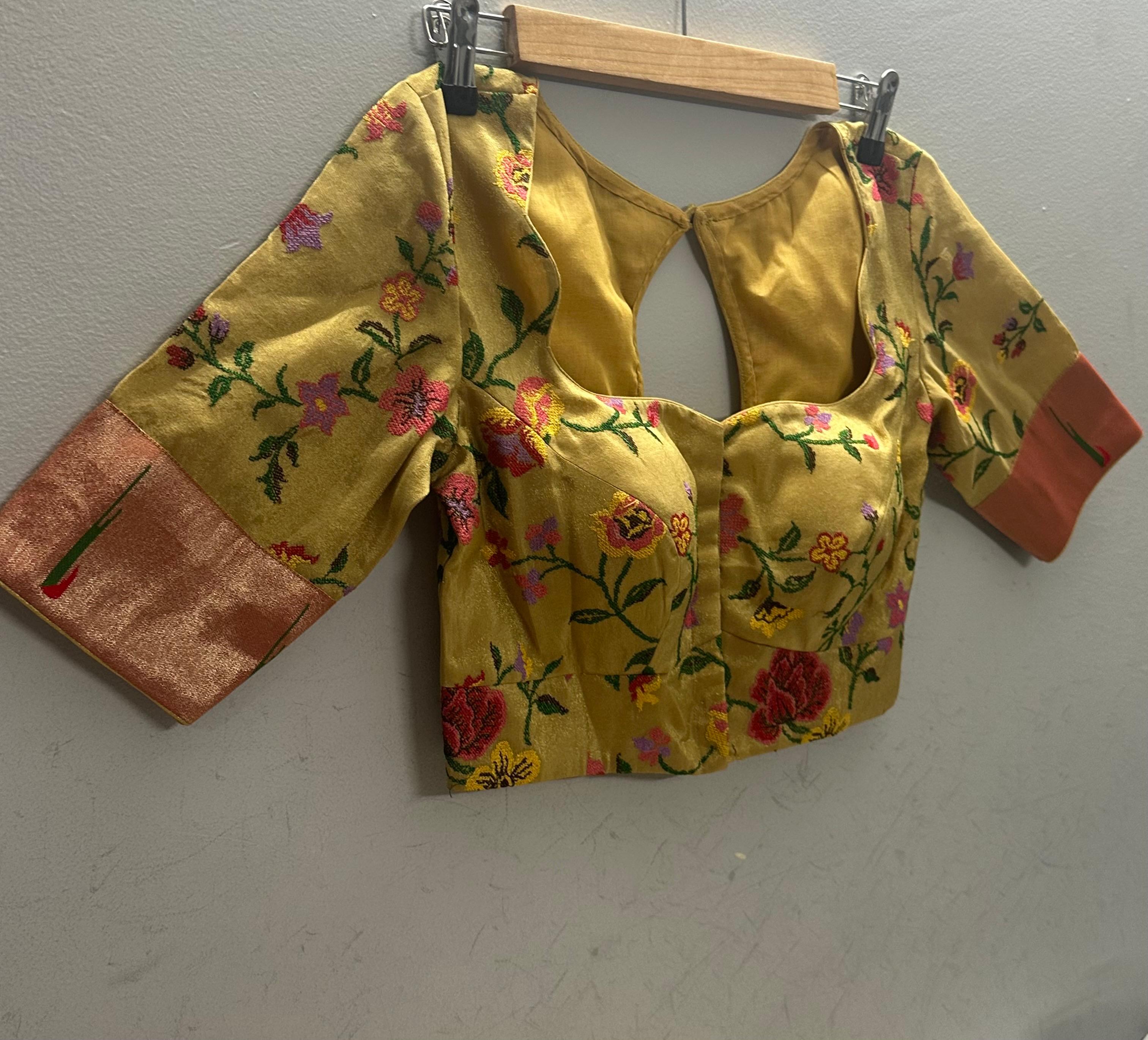 Yellow Knot Handwork Blouse – Designer Ethnic Partywear,knot handwork-09