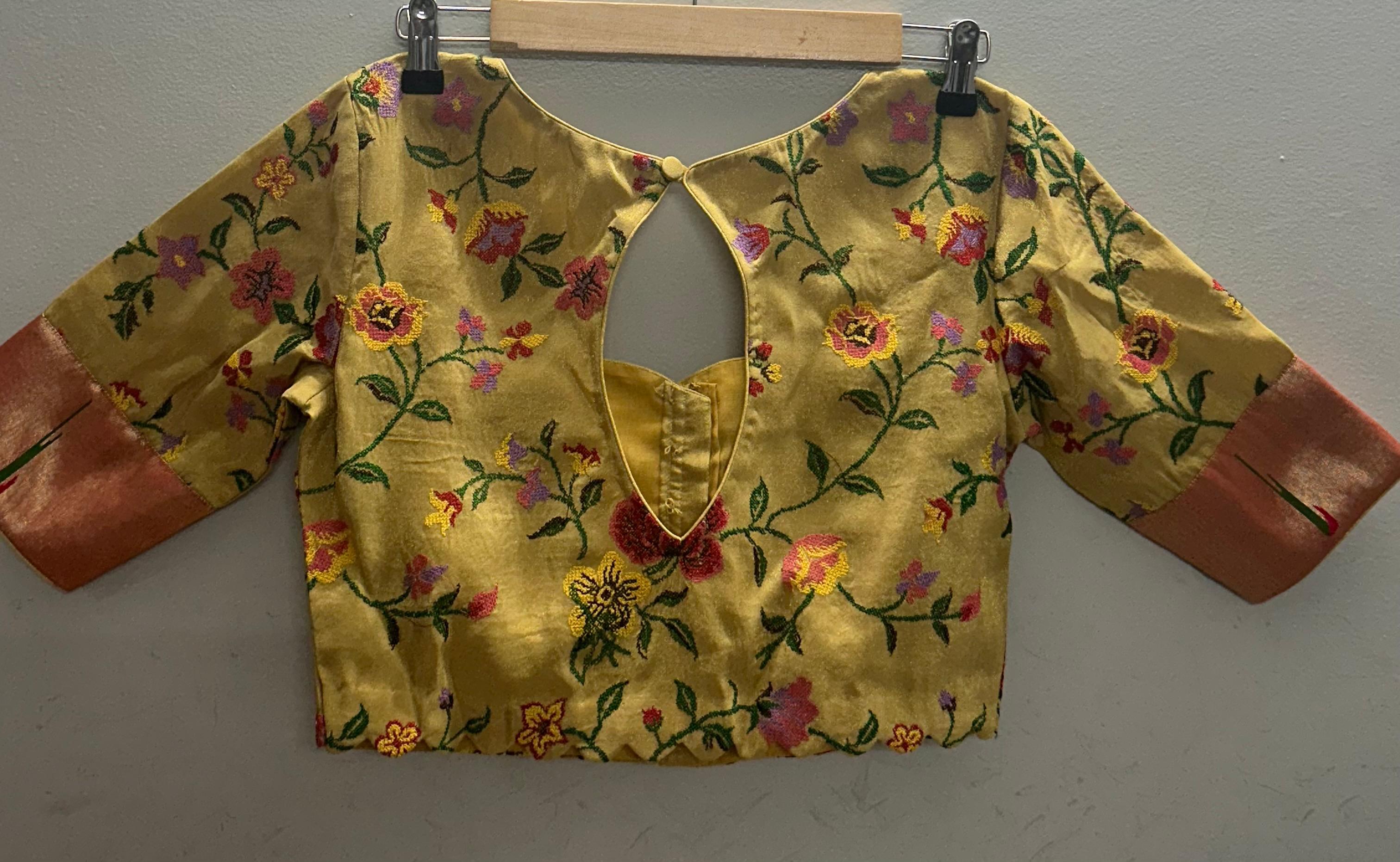 Yellow Knot Handwork Blouse – Designer Ethnic Partywear,knot handwork-09