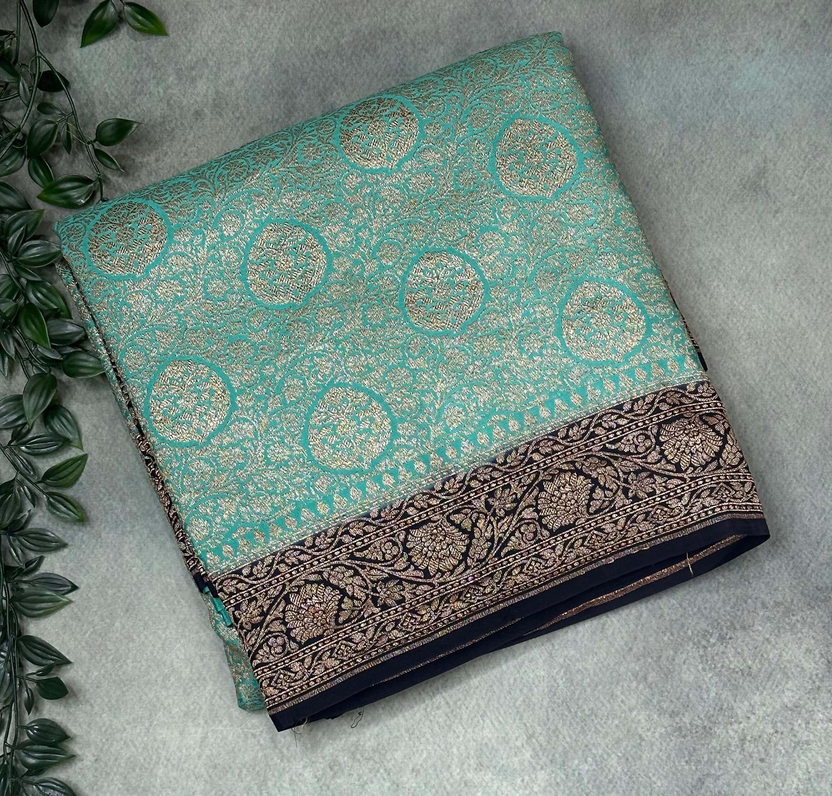 Pastel green Luxurious Pure Banarasi Crepe Saree with brocade Weave – Perfect for Weddings and Festive Celebrations,pure banarasi-09