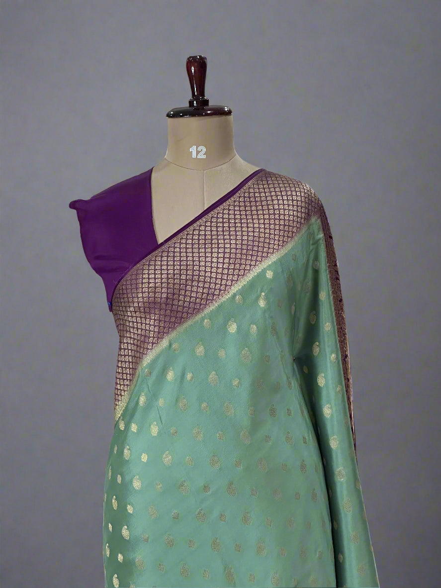 Pastel green Banarasi pure Mysore-09 crepe silk saree