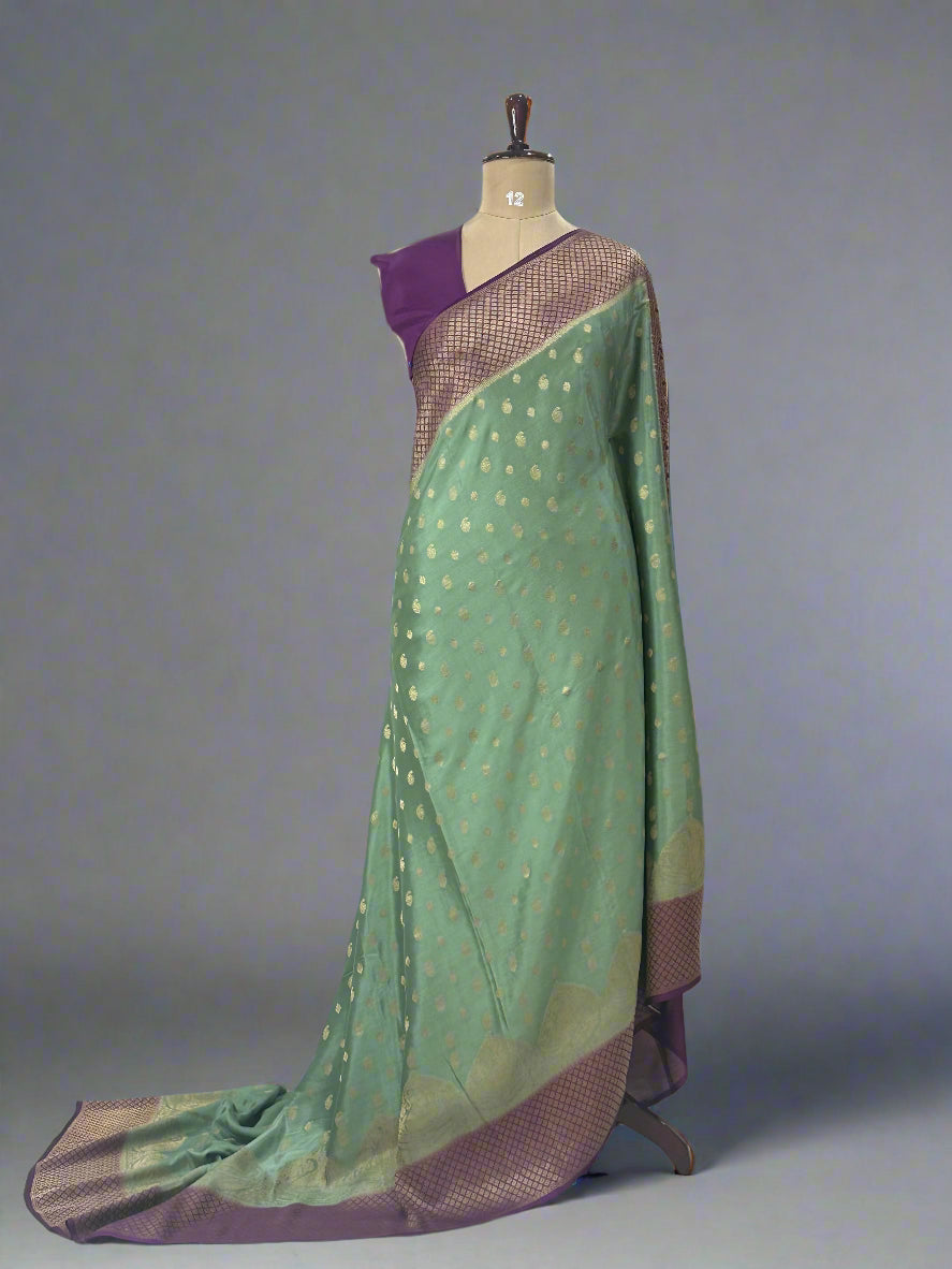 Pastel green Banarasi pure Mysore-09 crepe silk saree