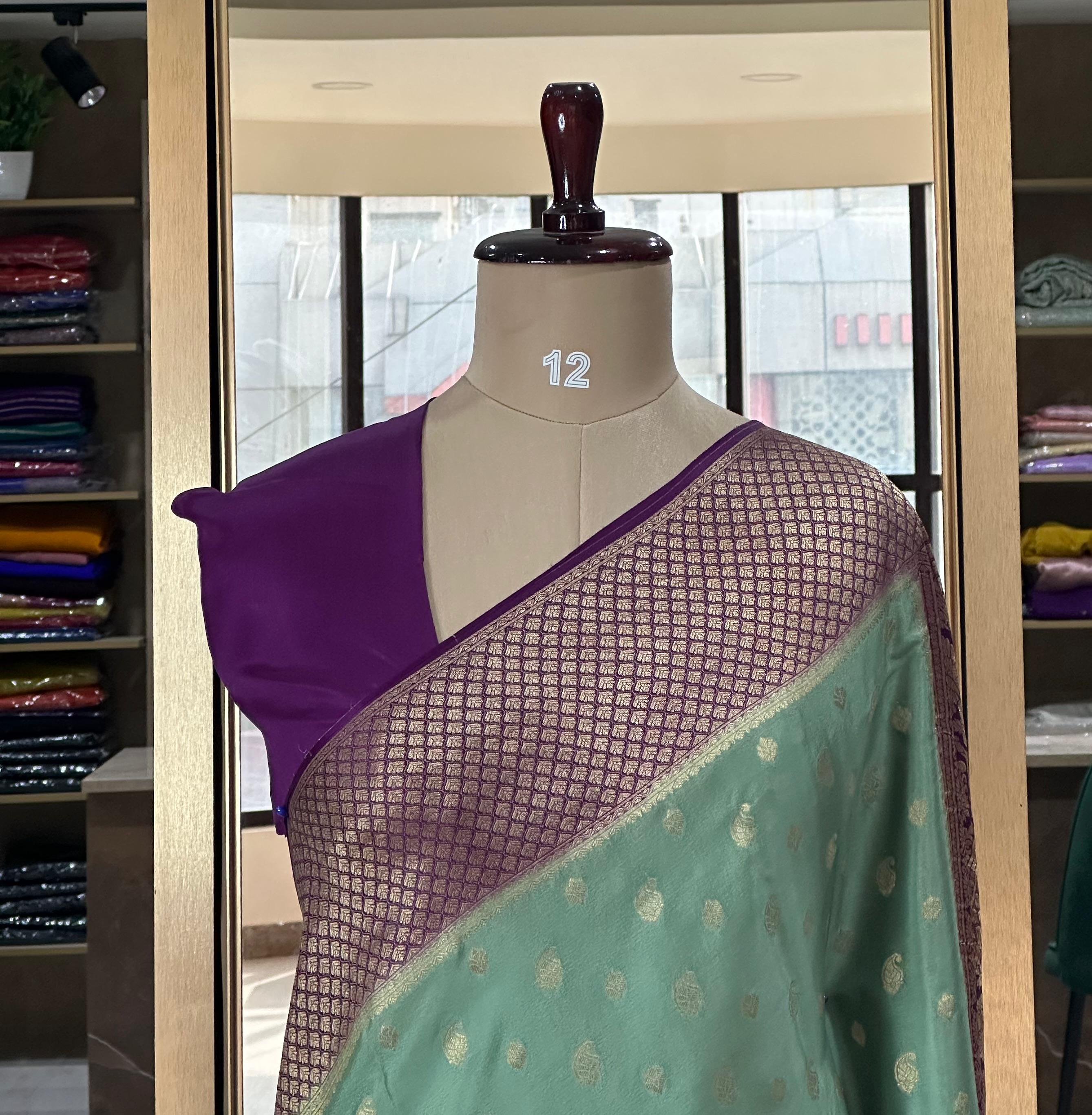 Pastel green Banarasi pure Mysore-09 crepe silk saree