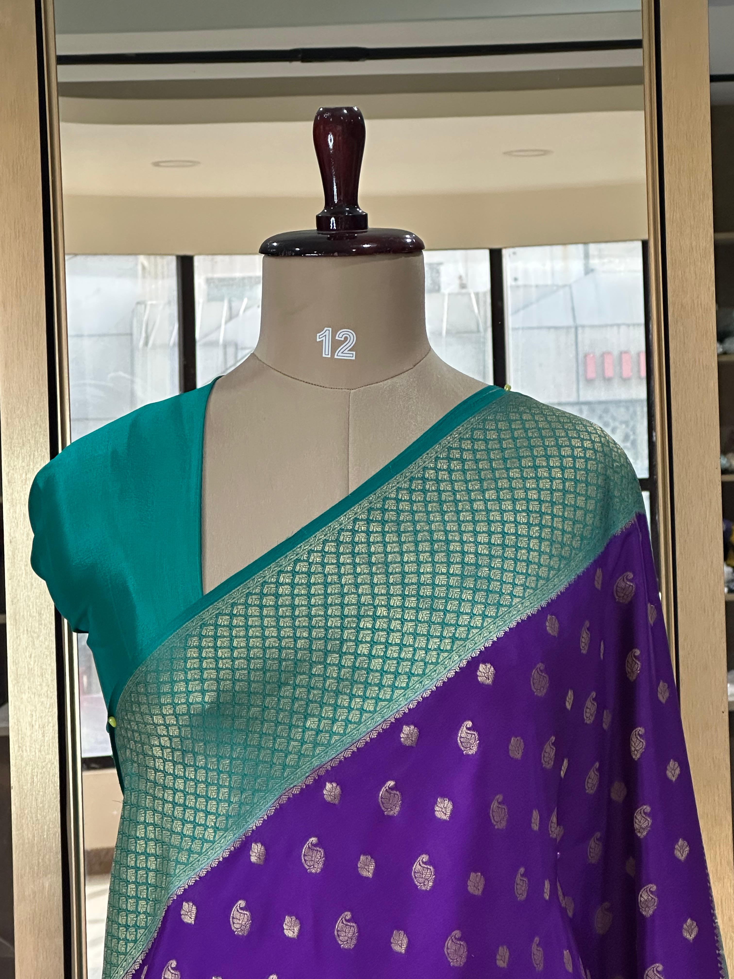 Purple Banarasi pure Mysore-09 crepe silk saree