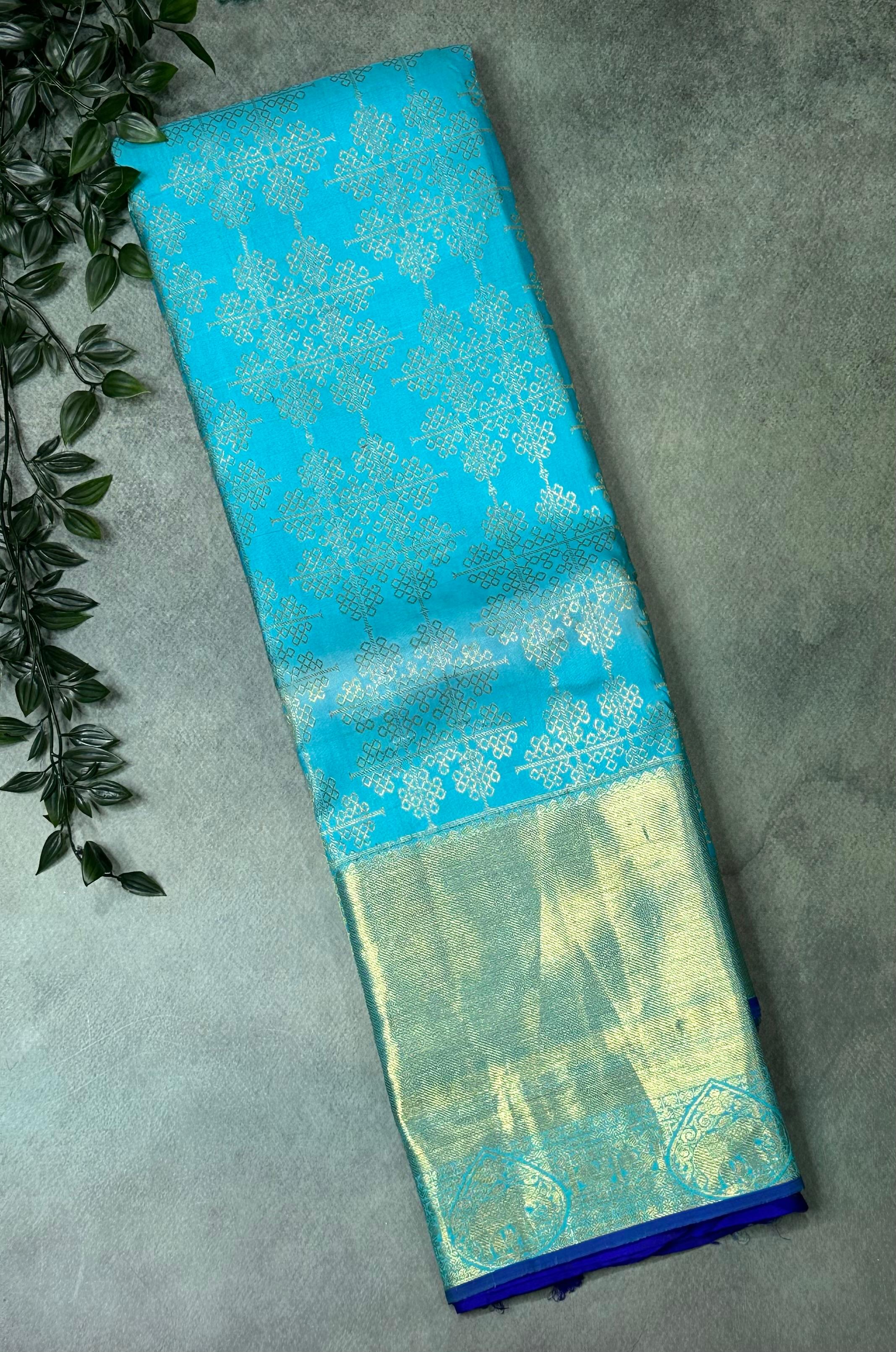 Pastel blue brocade tissue pure kanchipuram-09 silk saree