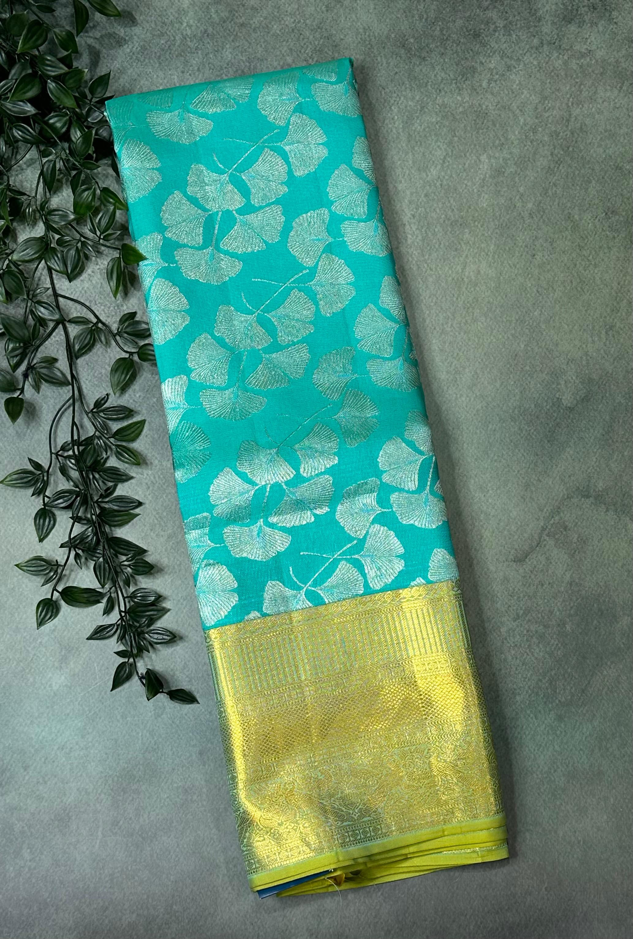 Aqua green brocade tissue pure kanchipuram-09 silk saree