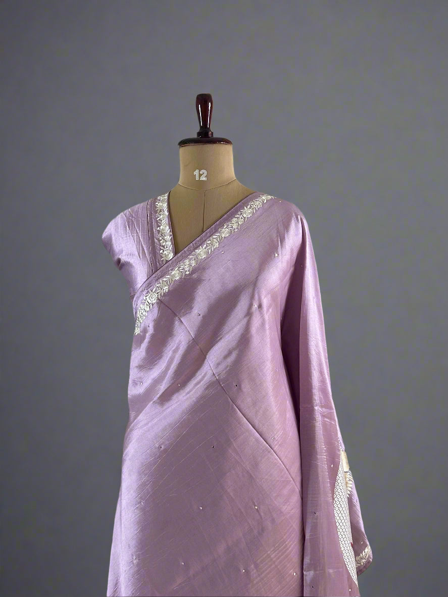Light purple Elegant Flamingo Tussar Silk Saree – Graceful Weave with Timeless Appeal,Flamigo tussar-09