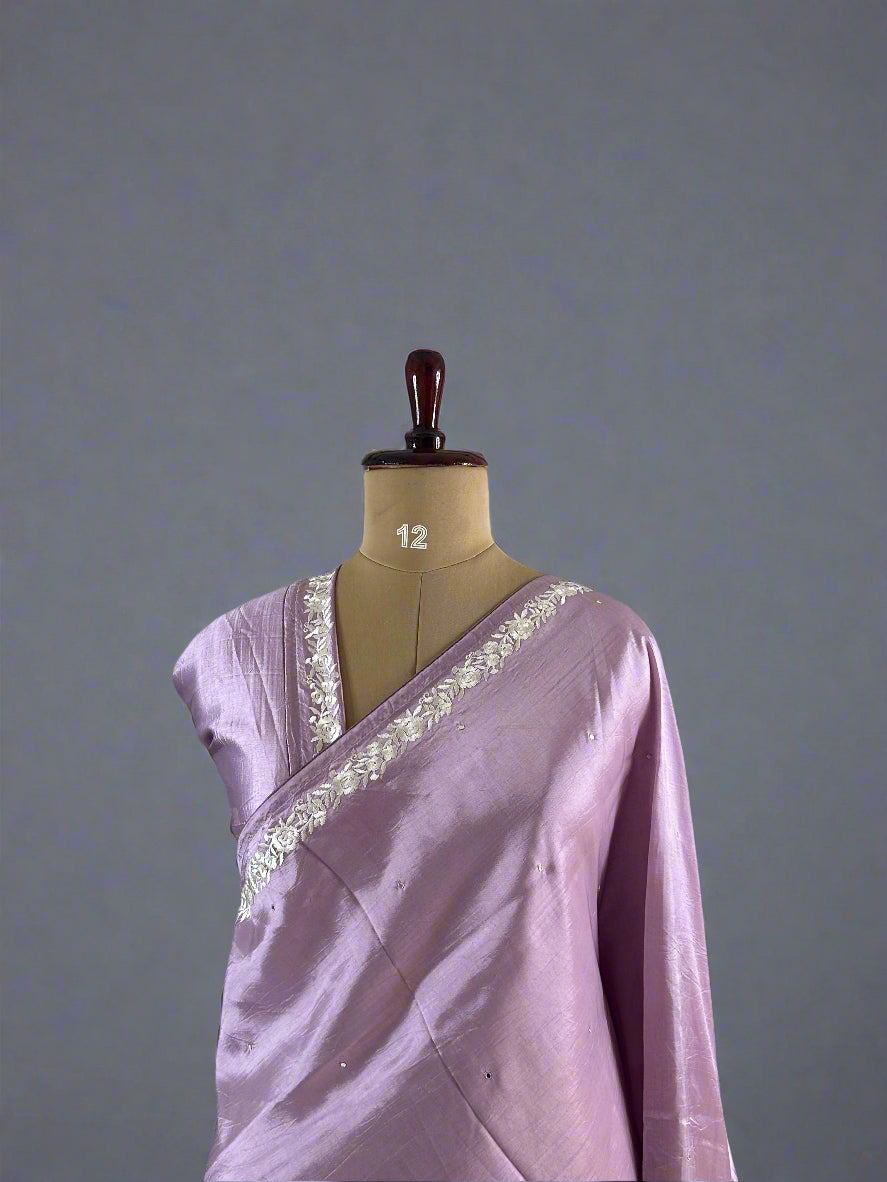 Light purple Elegant Flamingo Tussar Silk Saree – Graceful Weave with Timeless Appeal,Flamigo tussar-09