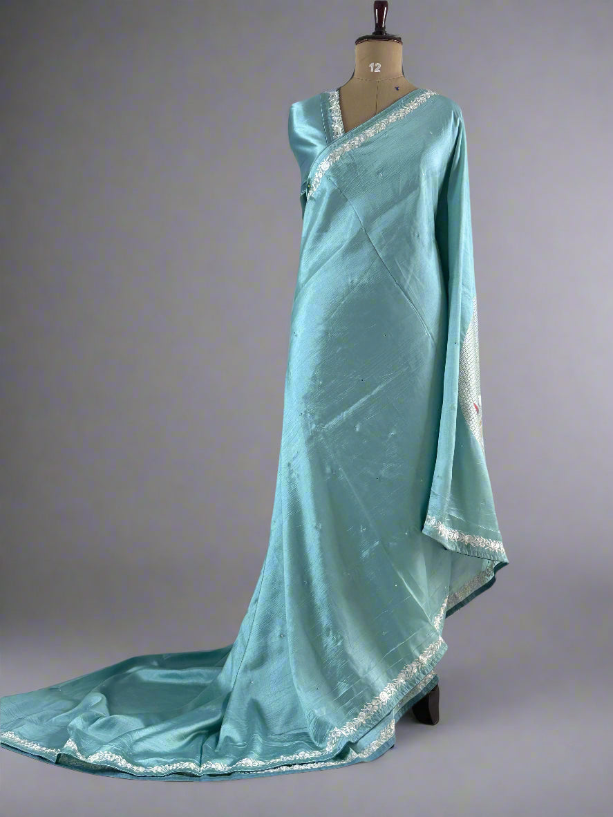 Firozi blue  Elegant Flamingo Tussar Silk Saree – Graceful Weave with Timeless Appeal,Flamigo tussar-09
