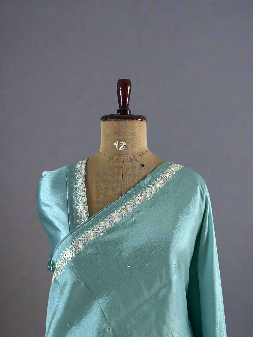 Firozi blue  Elegant Flamingo Tussar Silk Saree – Graceful Weave with Timeless Appeal,Flamigo tussar-09