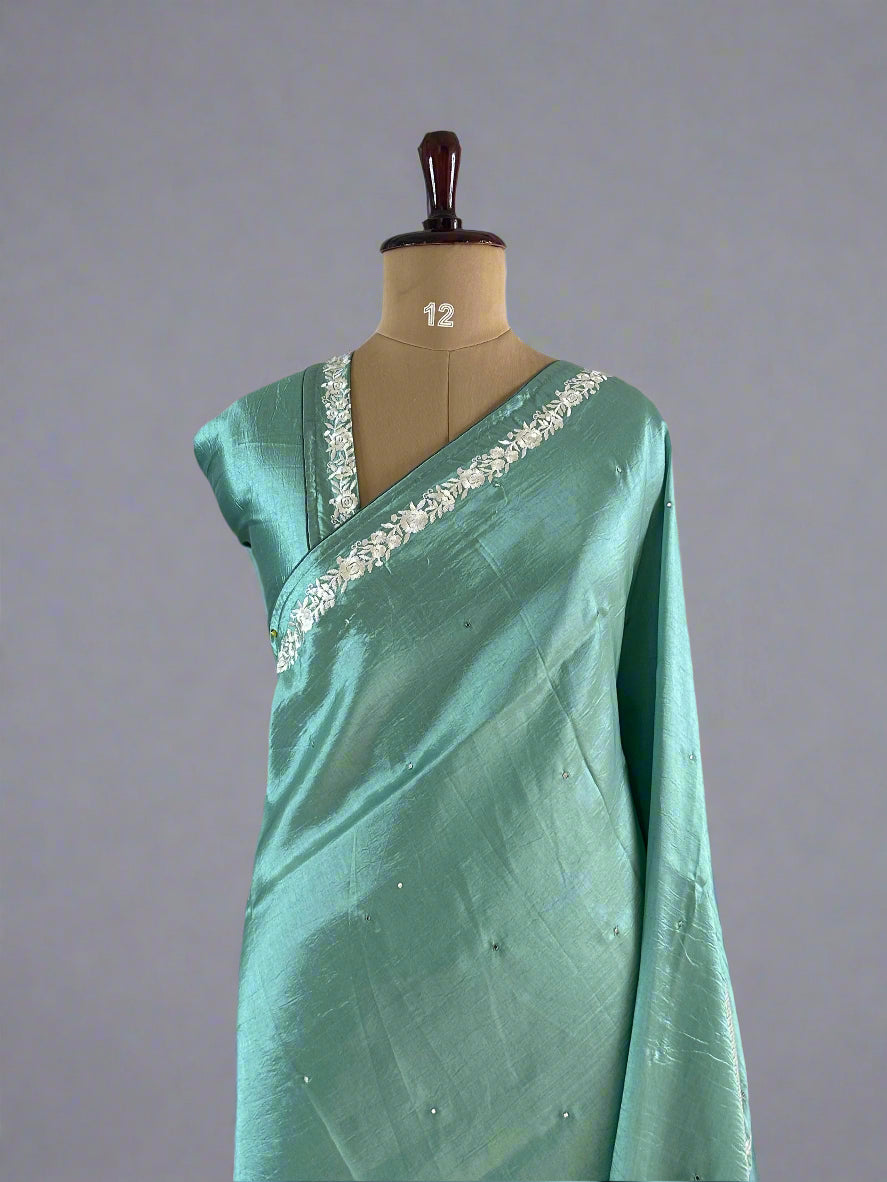 Pastel green Elegant Flamingo Tussar Silk Saree – Graceful Weave with Timeless Appeal,Flamigo tussar-09