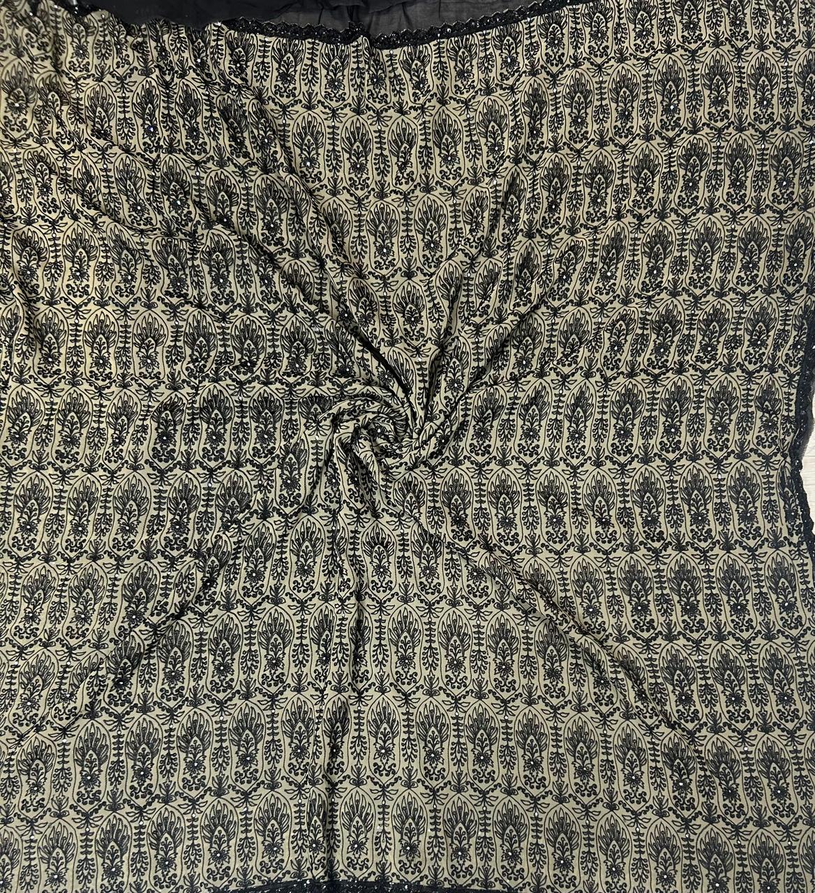 Cream chickankari pure georgette-09 party wear saree