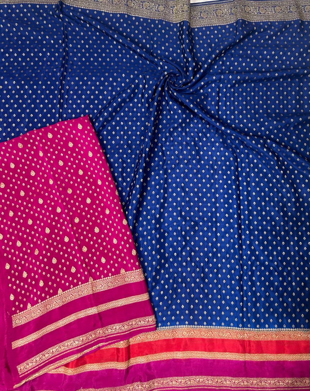 Navy blue Luxurious 3D Banarasi Pure Crepe-09 Silk Saree – Handwoven Elegance for Special Occasions