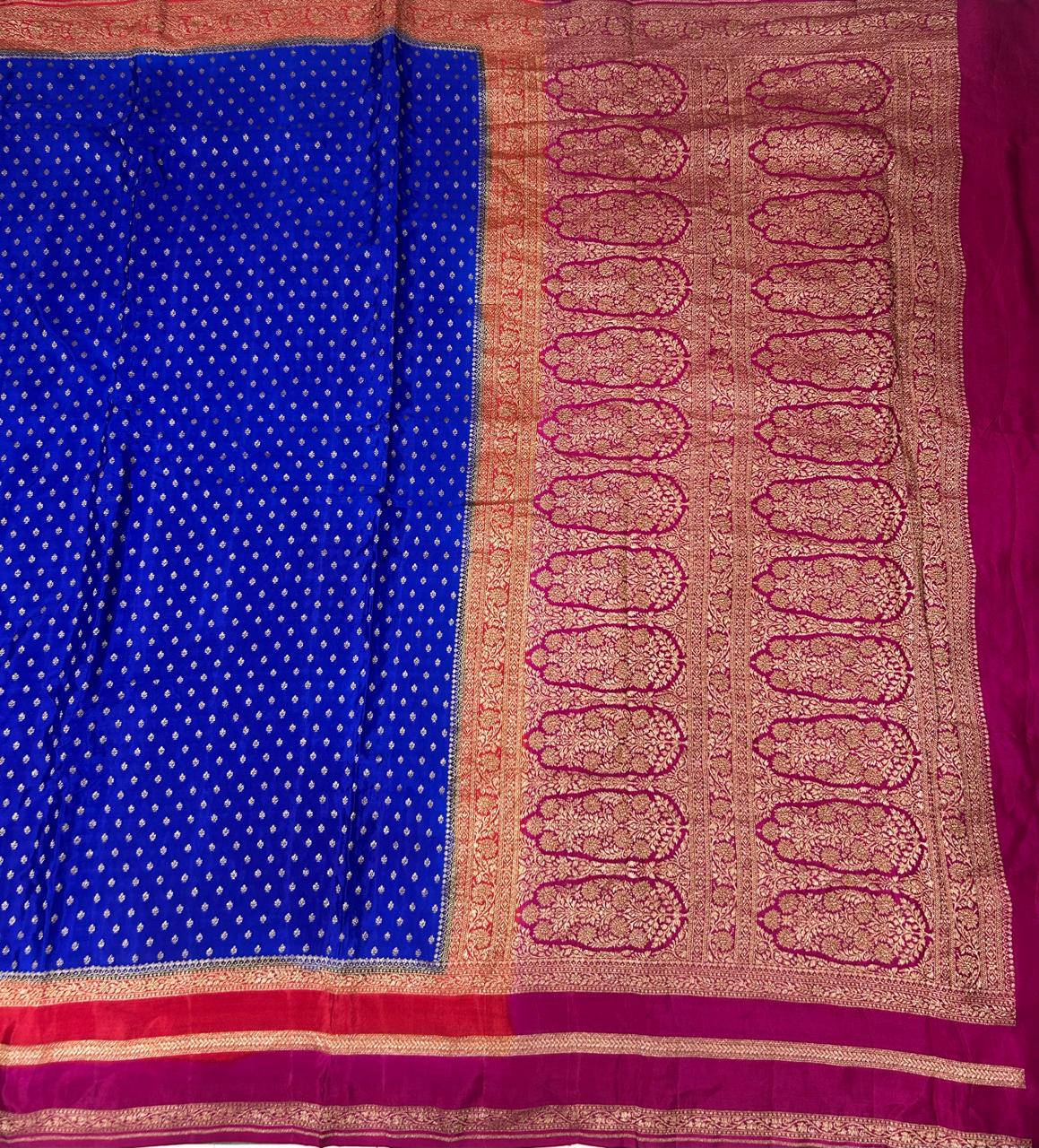 Royal blue Luxurious 3D Banarasi Pure Crepe-09 Silk Saree – Handwoven Elegance for Special Occasions
