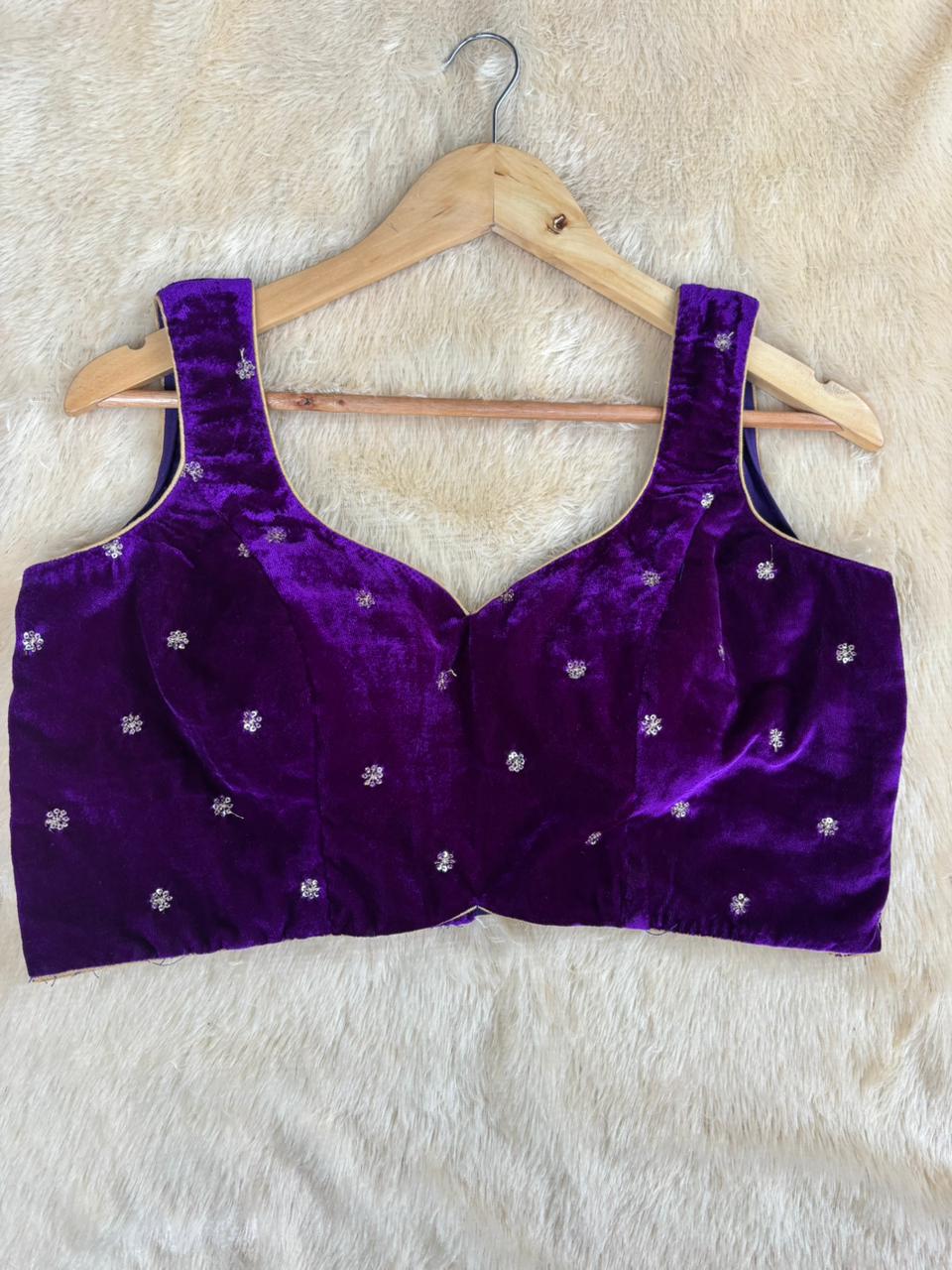 Purple velvet sleeveless blouse