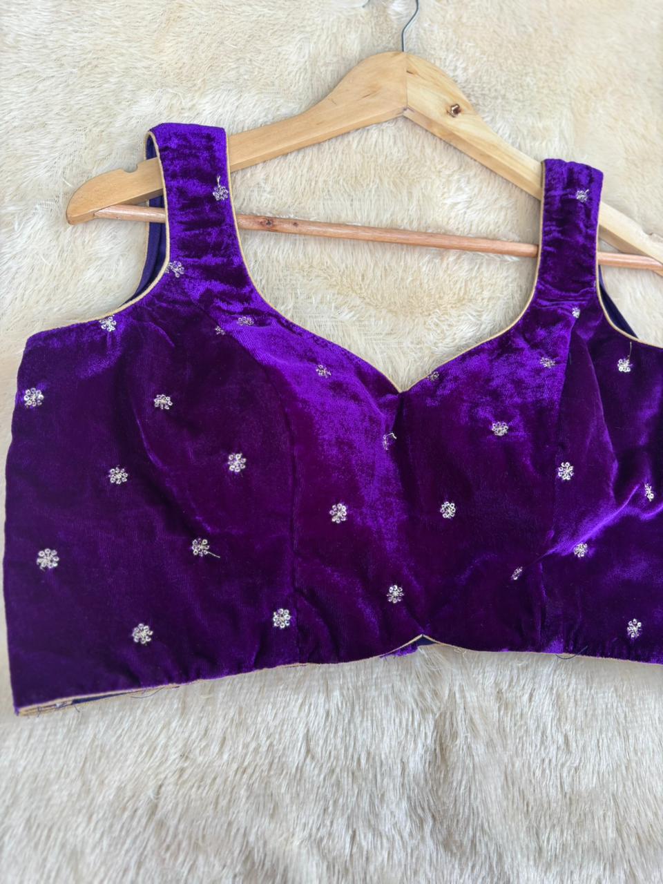 Purple velvet sleeveless blouse
