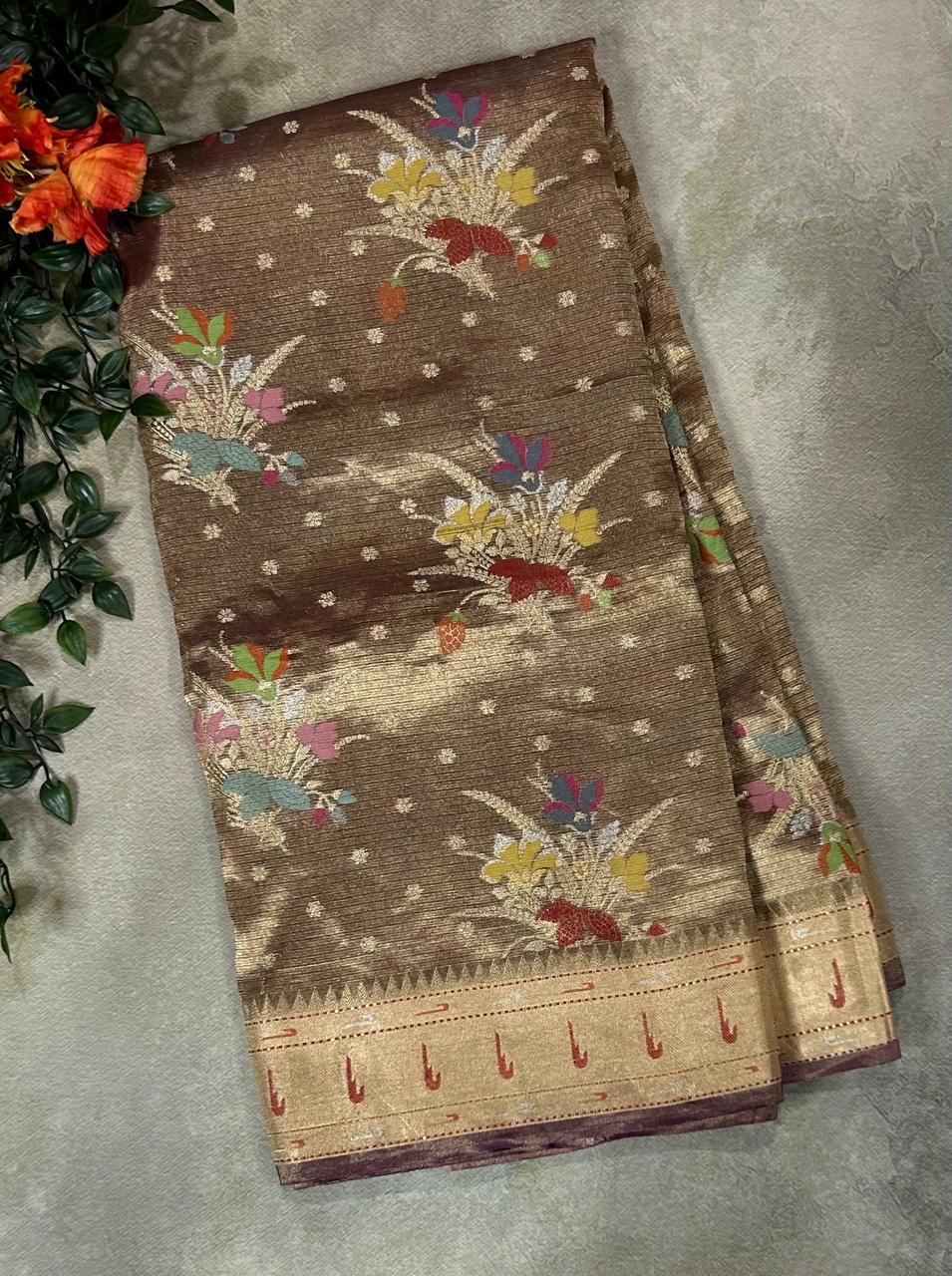 Purple banarasi tissue silk-09 saree