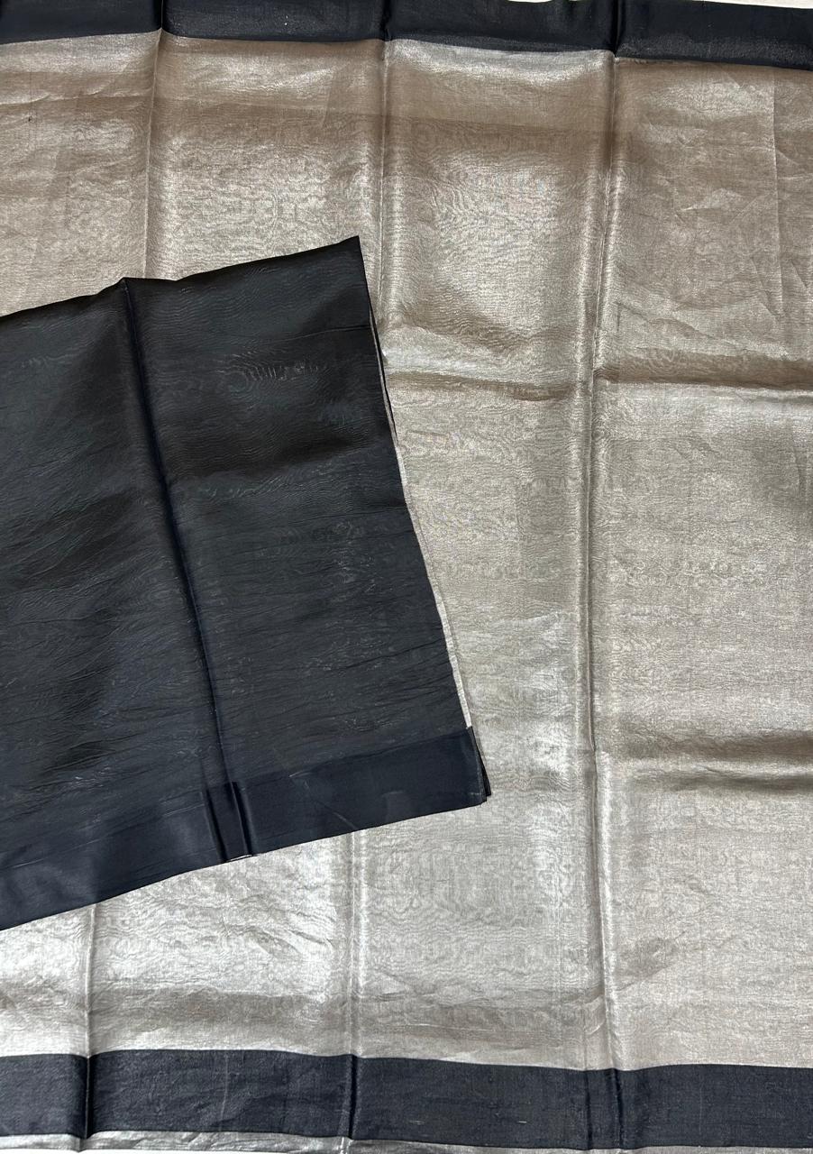 Black Lightweight Pure Tissue Satin Border Saree