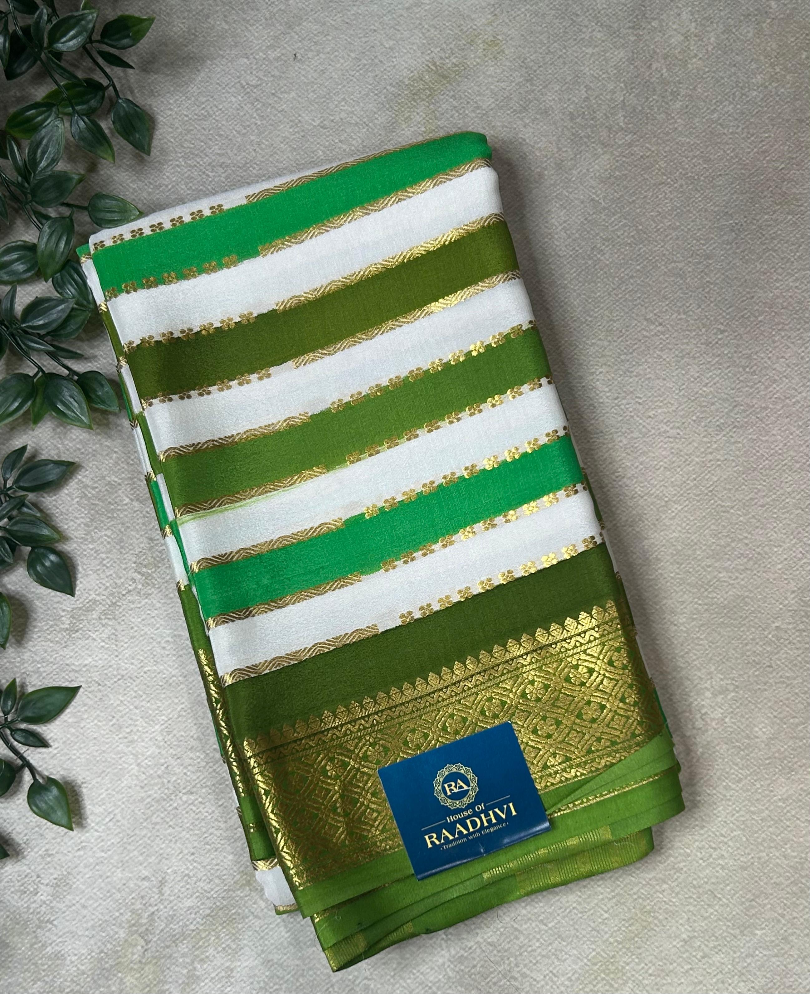 Rankart stripes Lightweight Pure Mysore Crepe Silk Saree – Elegant Soft Drape(MSL)