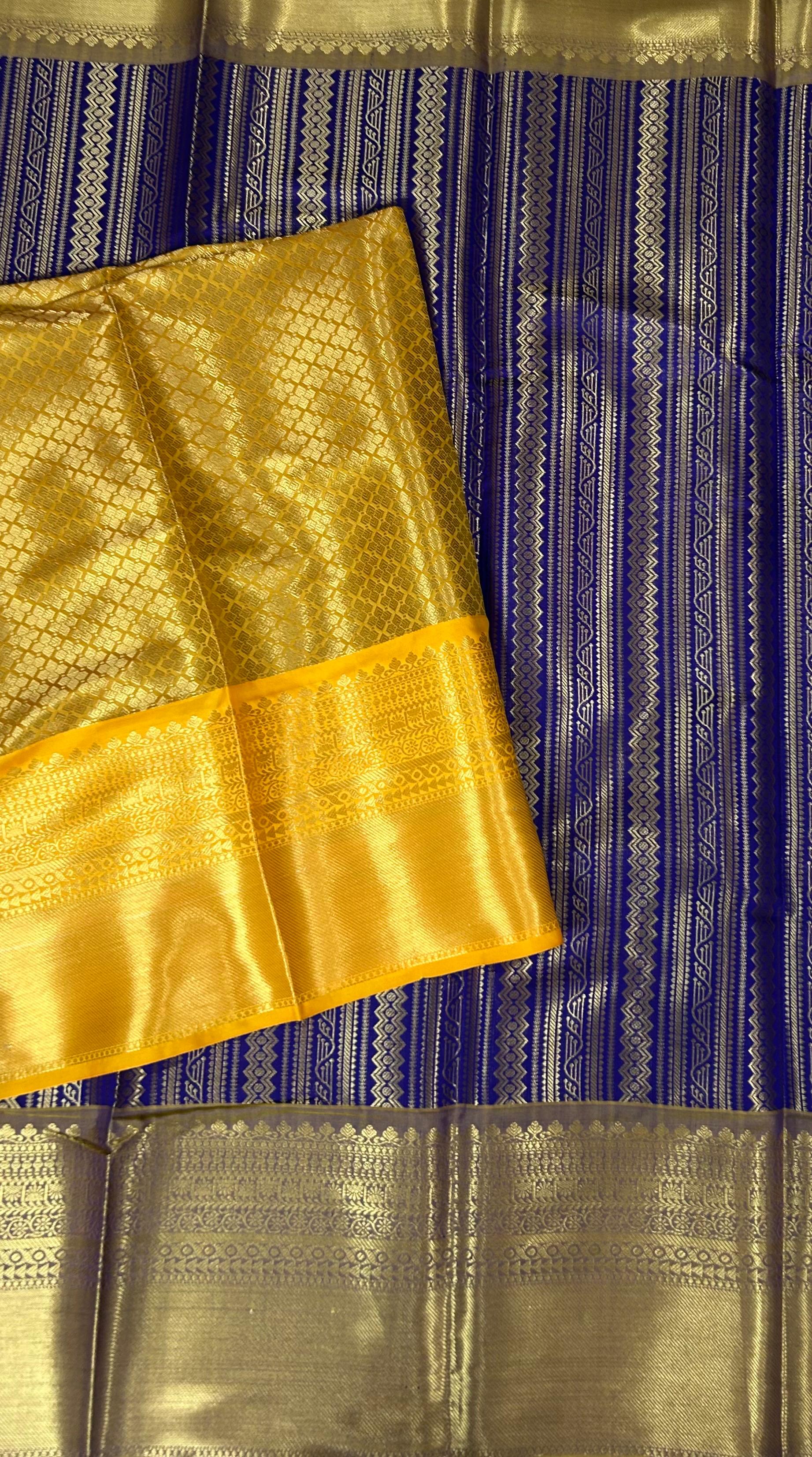 Royal blue banrasi tissue-10 with rich pallu saree